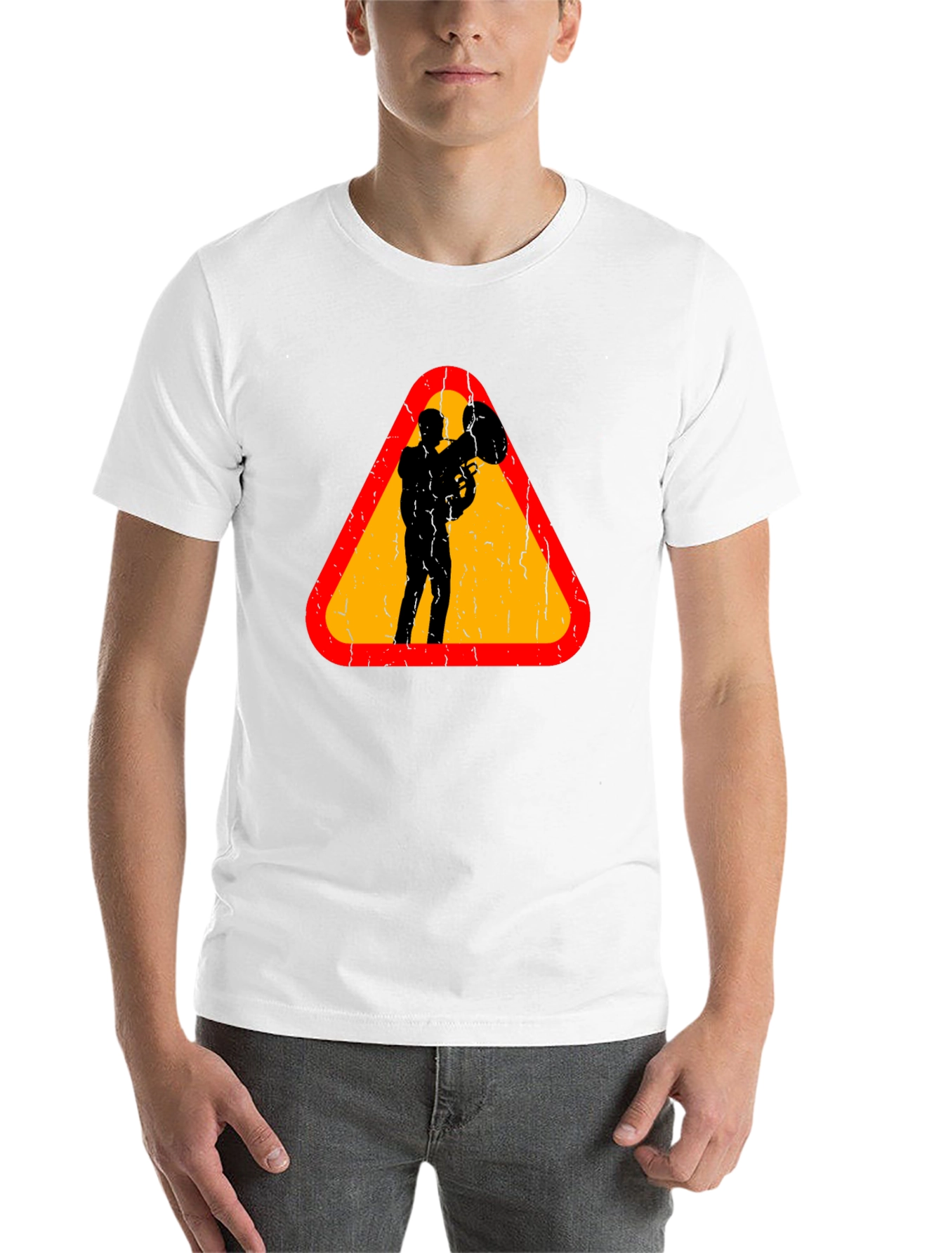 Black Tuba Player Graphic Tee - Musician Triangle Design view 14