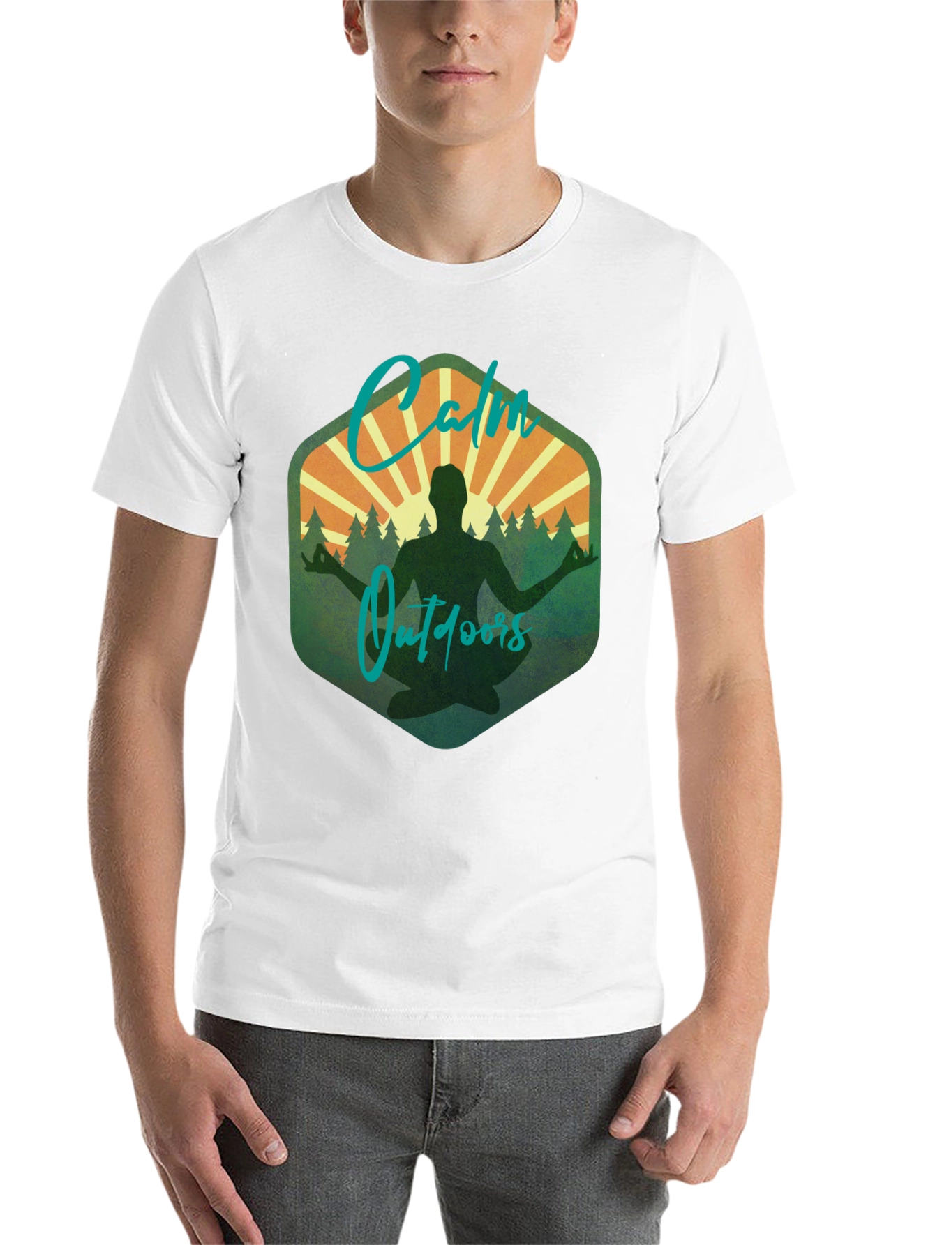 Black Calm Outdoors Graphic Tee - Meditation & Nature Shirt view 14