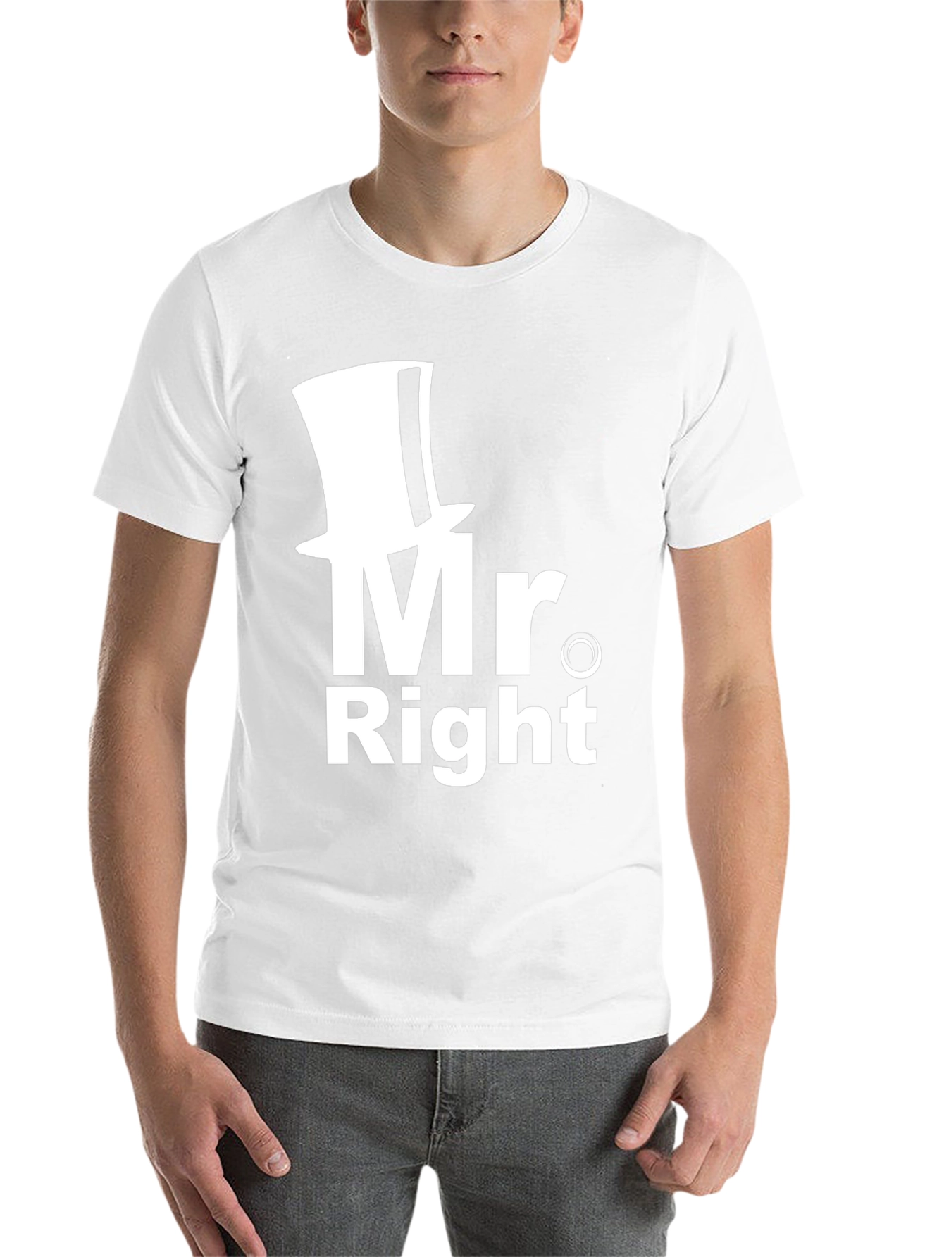 Black Mr. Right T-Shirt - Fun Graphic Tee for Men view 14