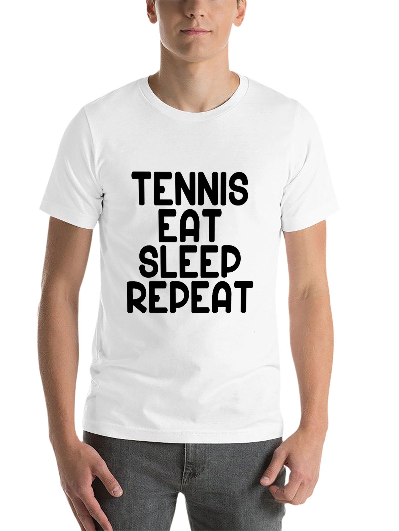 Black Tennis Eat Sleep Repeat Black Graphic T-Shirt view 14