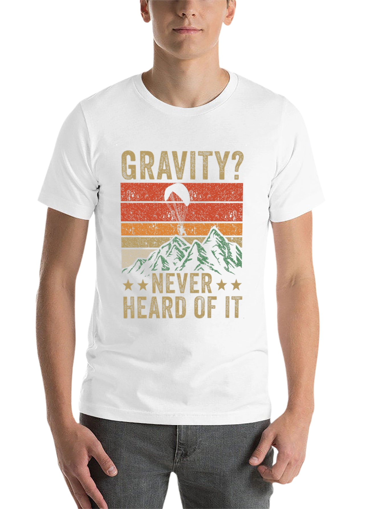 Black Gravity? Never Heard of It! Retro Paragliding T-Shirt view 14