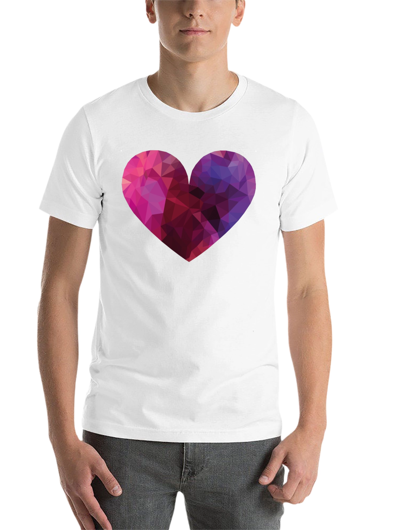 Geometric Heart Graphic Tee - Modern Style - 14