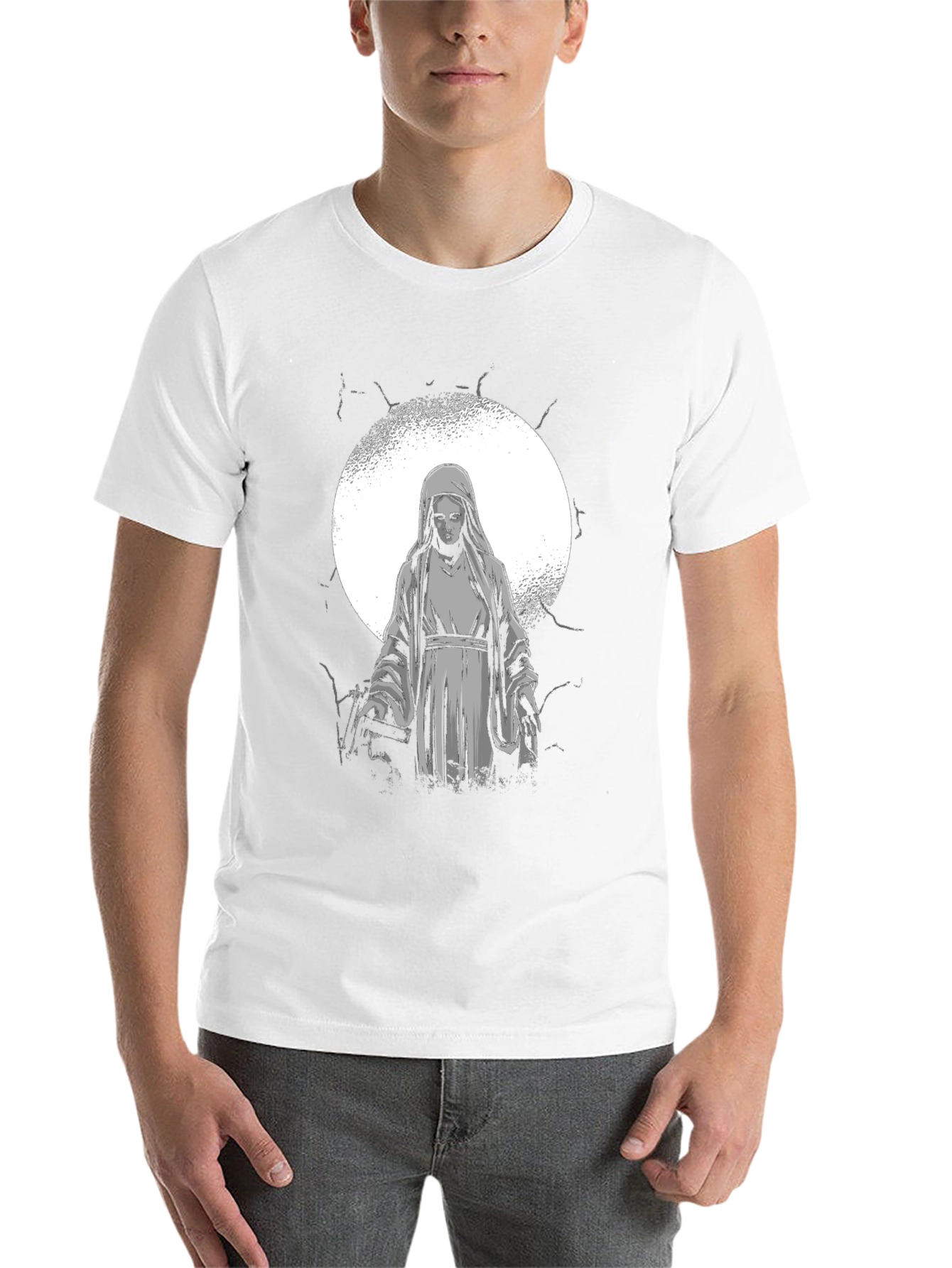 Black Virgin Mary Graphic Print Black T-Shirt view 14