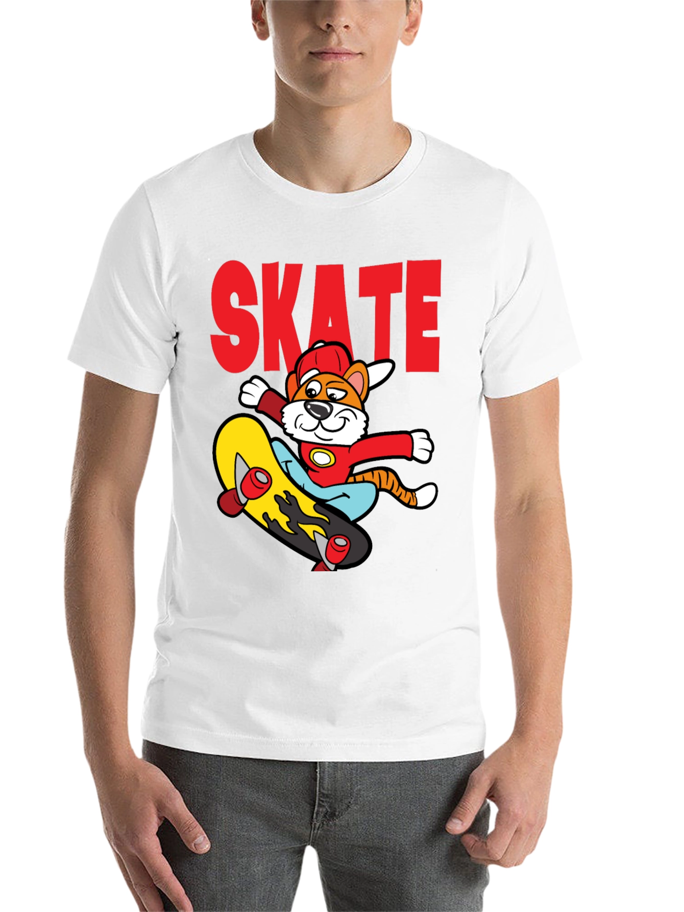 Black Skateboarding Cartoon Tiger Graphic Tee view 14