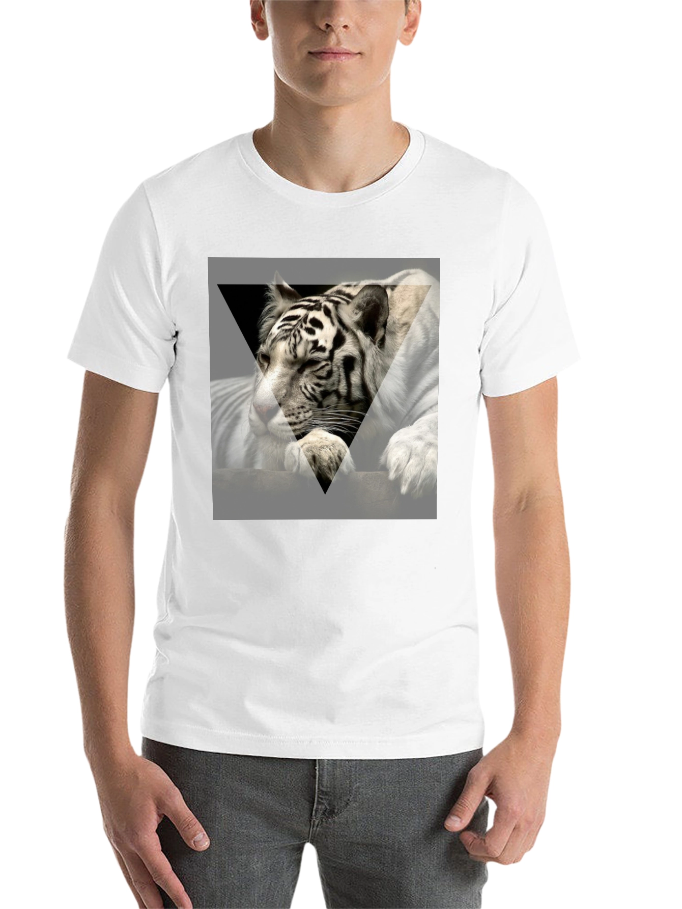 Black Tiger Graphic Print Tee - Men's Short Sleeve Black T-Shirt view 14