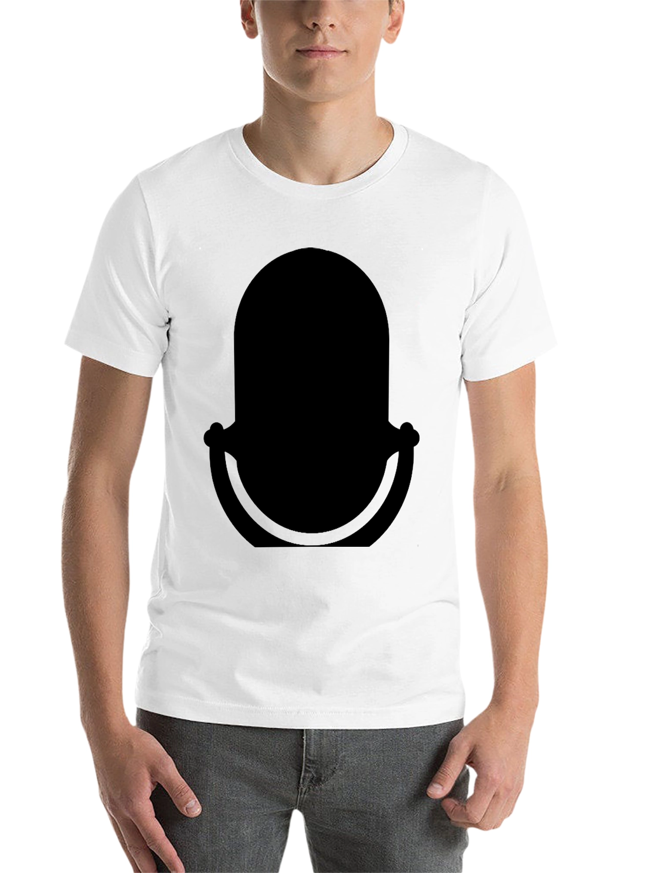 Black Classic Black T-Shirt with Retro Microphone Design view 14