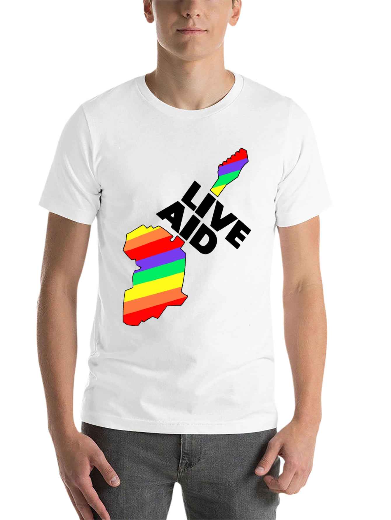 Black Live Aid Rainbow Guitar Graphic T-Shirt view 14