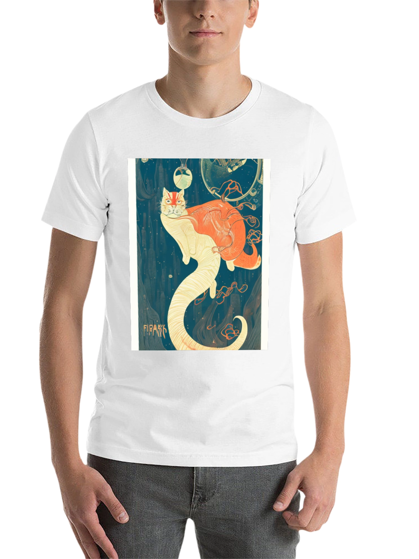 Black Surreal Cat T-Shirt view 14