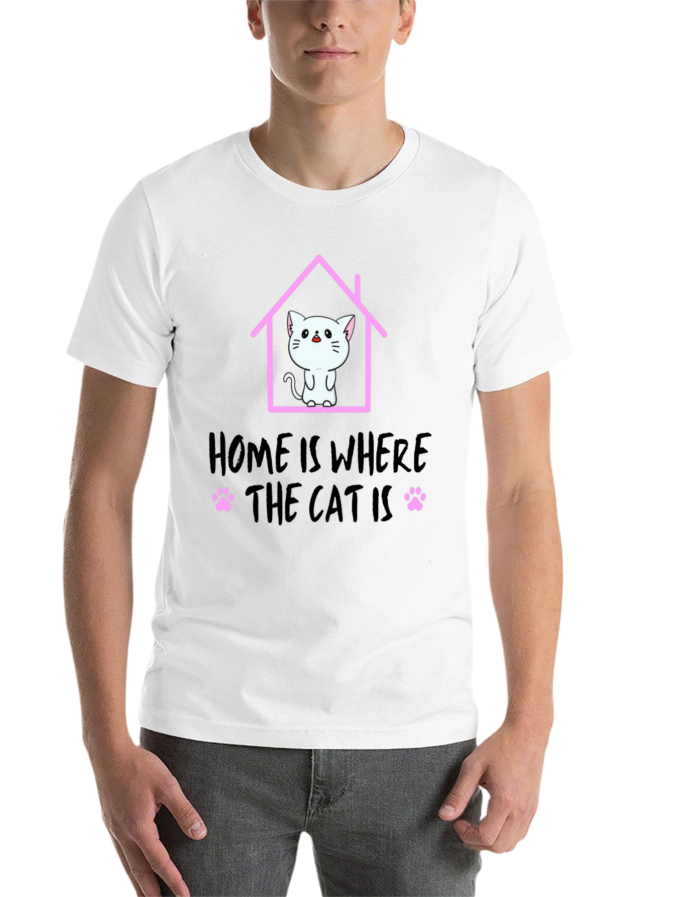 Black Home Is Where The Cat Is T-Shirt, Cat Lover Tee view 14