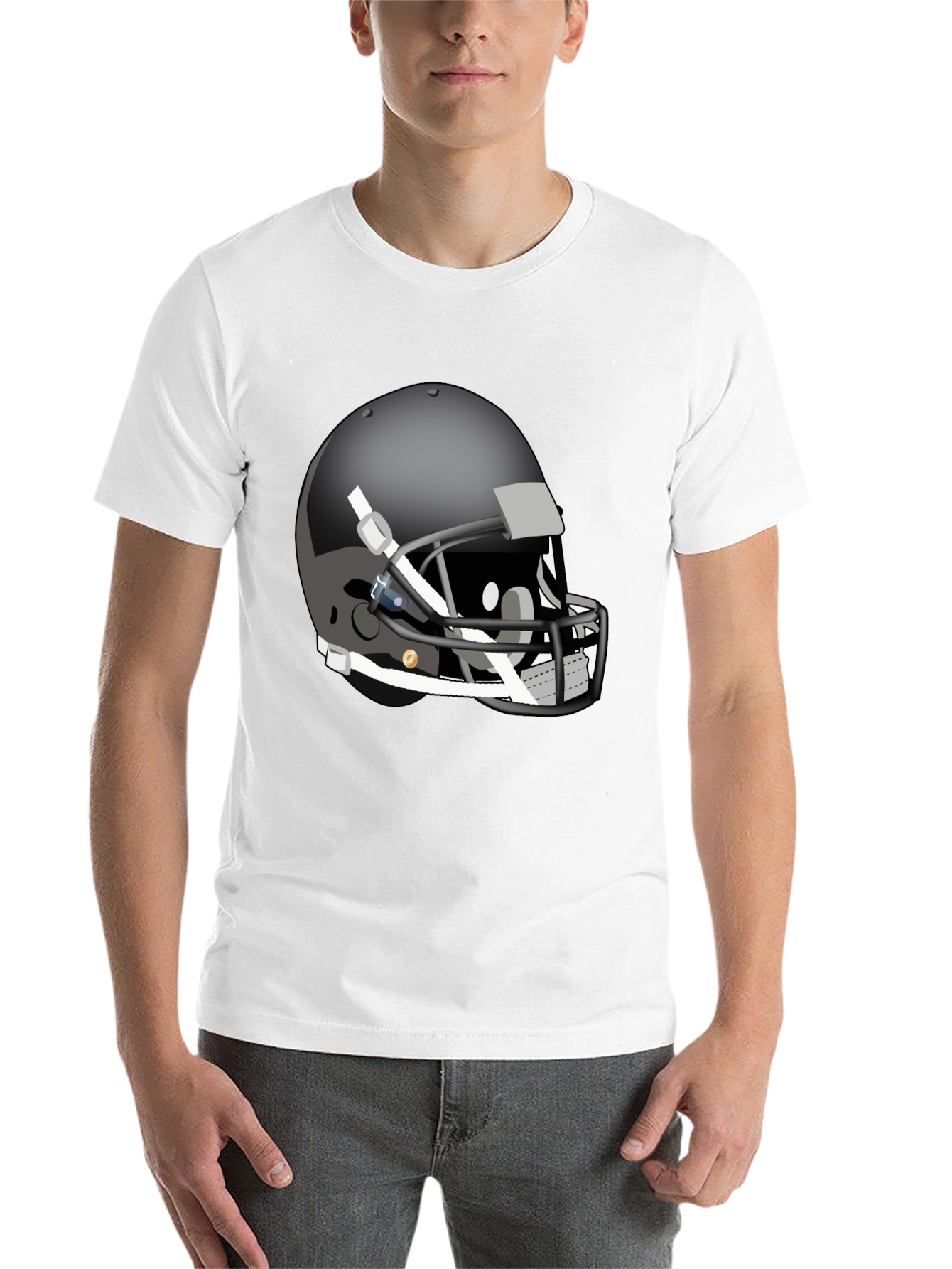 Black Football Helmet Graphic Tee - Stylish & Unique view 14