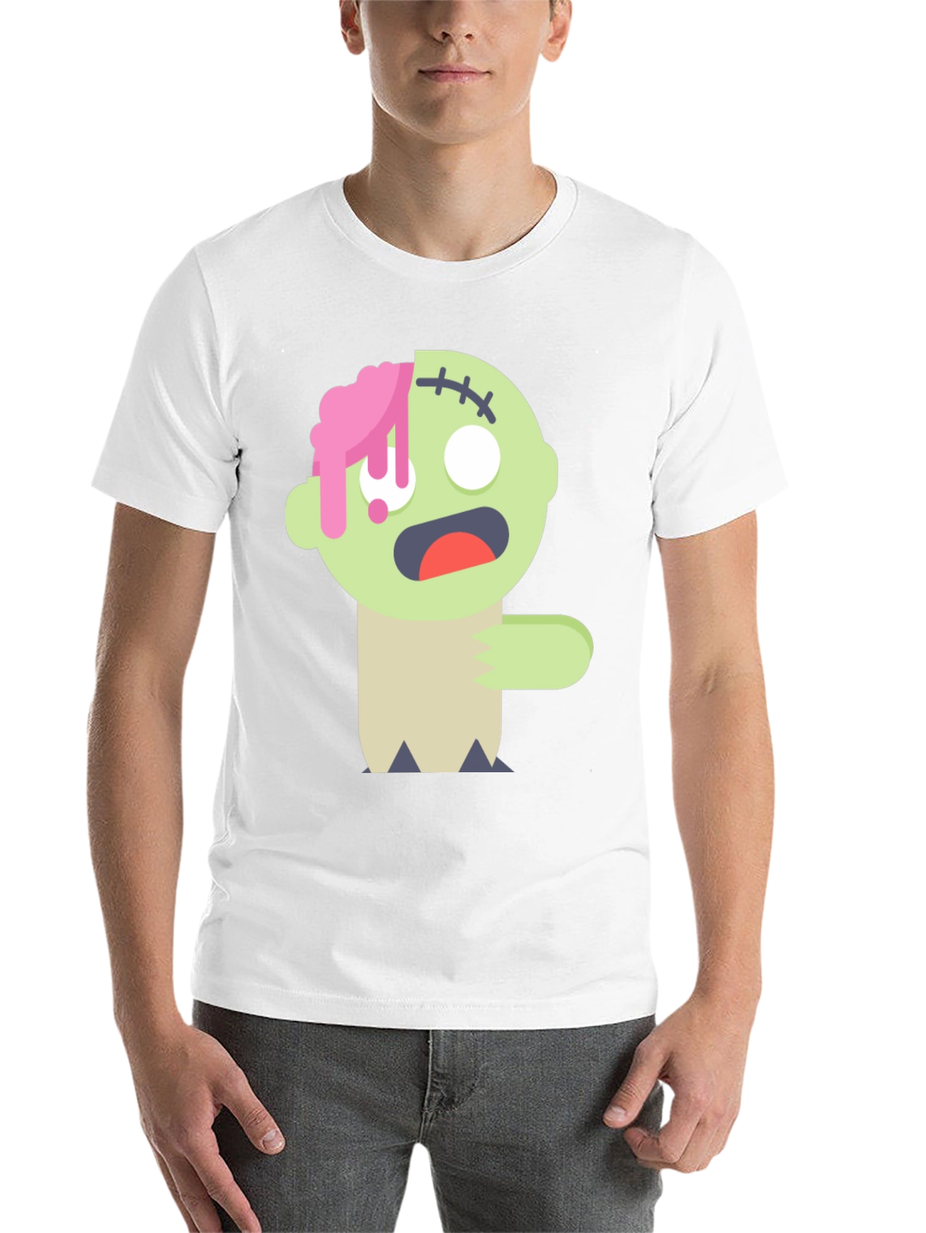 Black Zombie Cartoon Graphic T-Shirt view 14