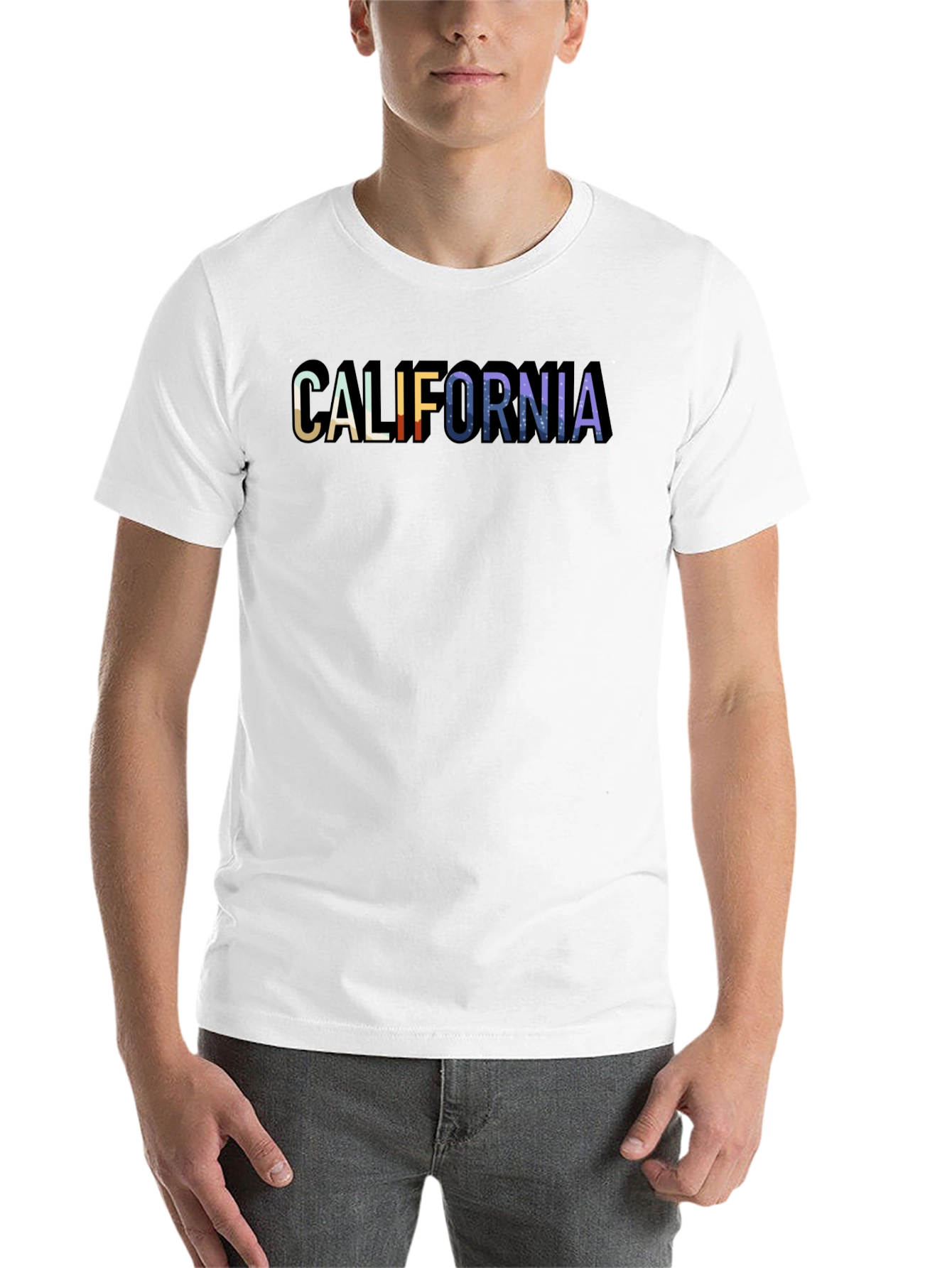 Black California Graphic Print Crew Neck T-Shirt view 14