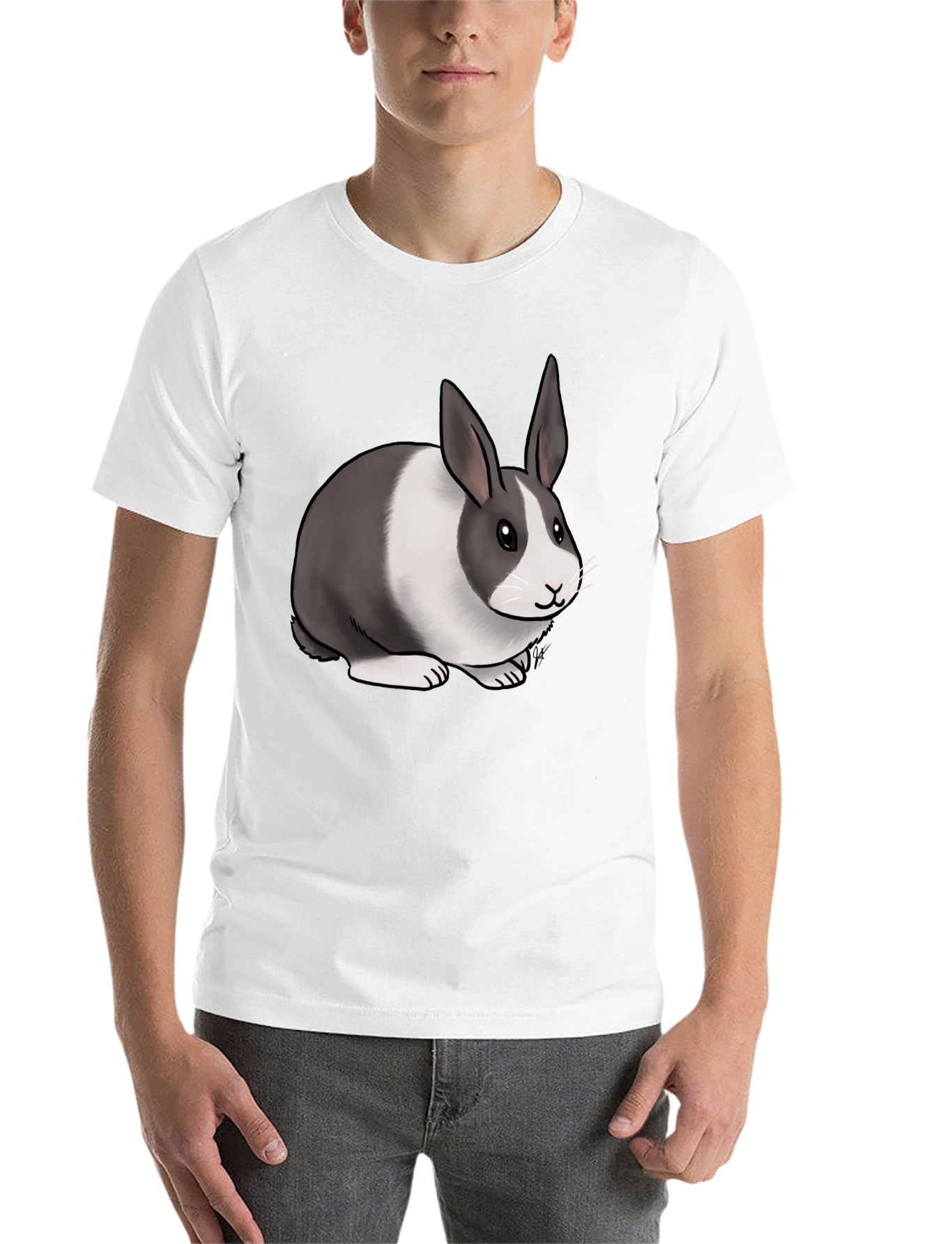 Black Cute Dutch Rabbit Graphic T-Shirt - Unisex Cotton Tee view 14