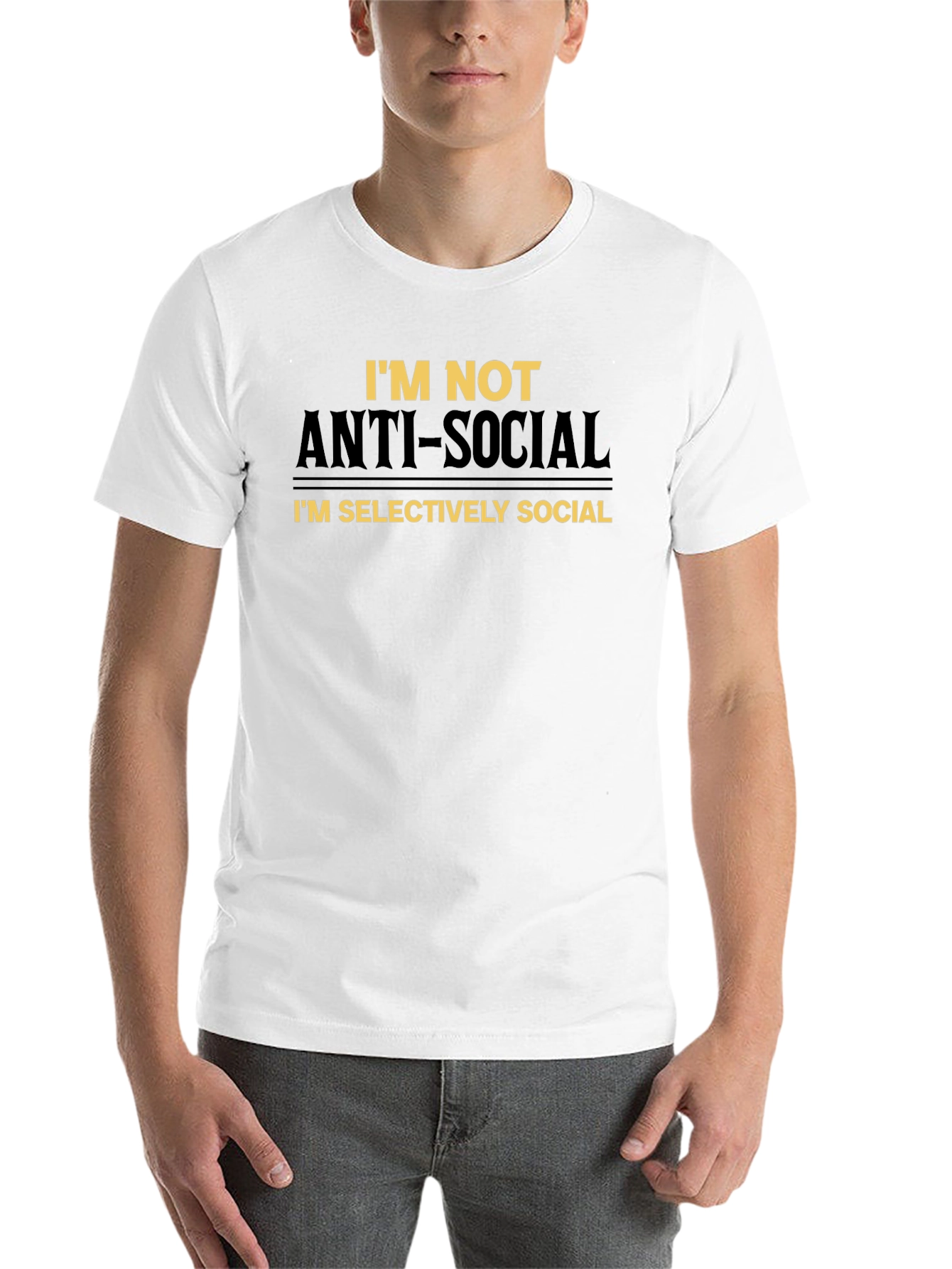 Black Anti-Social? Selectively Social T-Shirt view 14