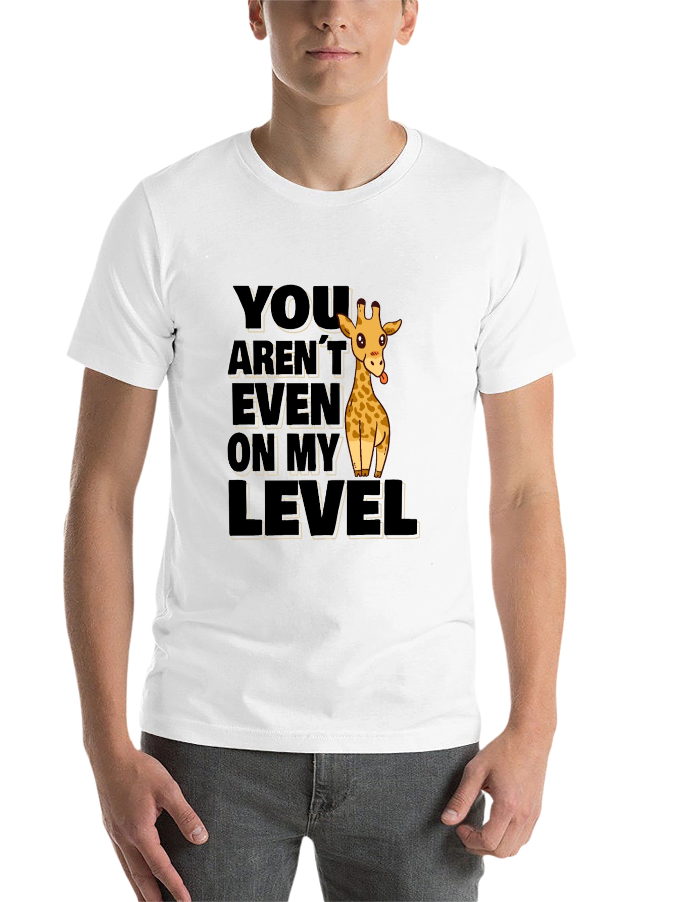 Black Funny Giraffe 'Not On My Level' Black T-Shirt view 14