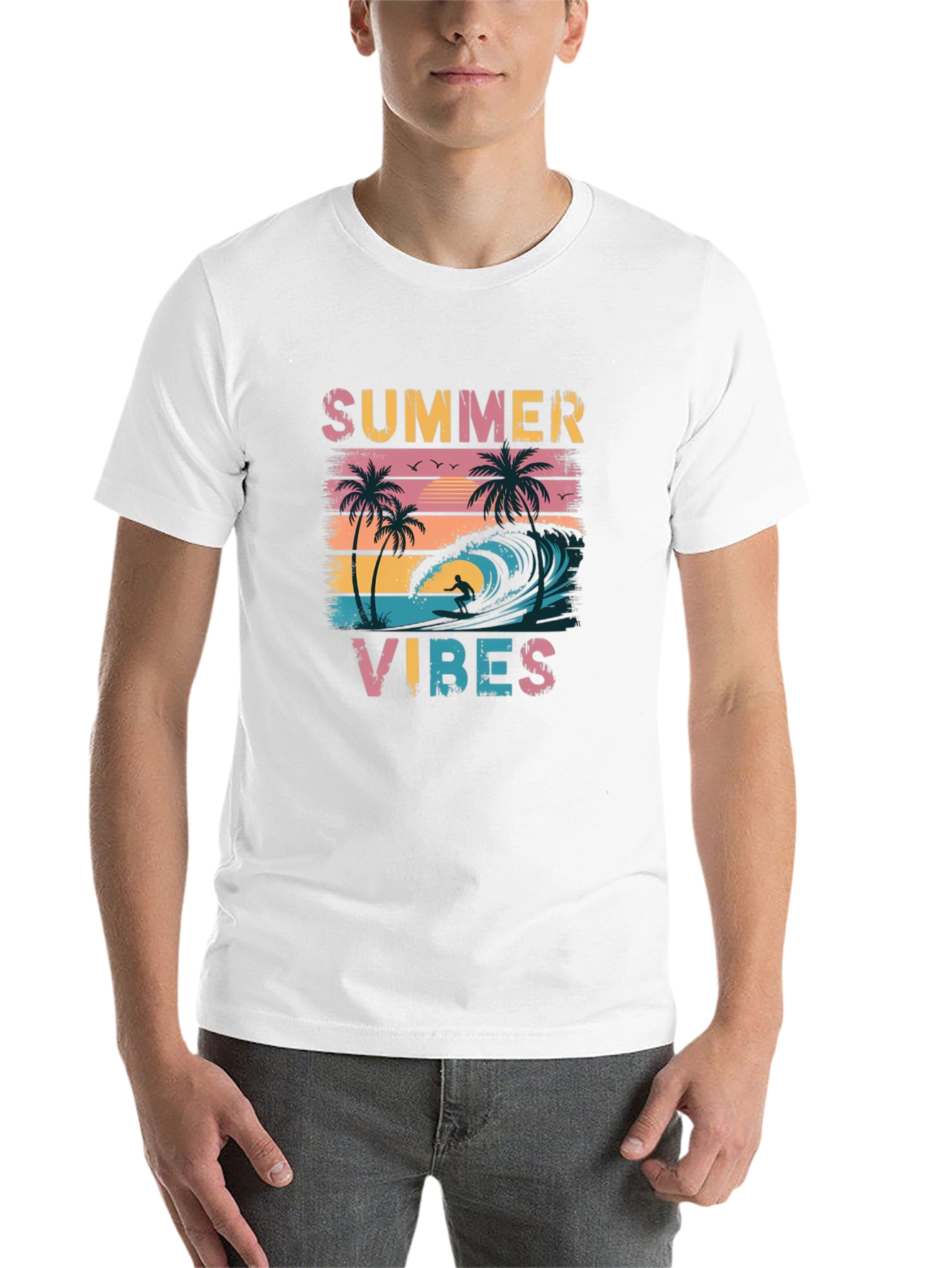 Black Summer Vibes Graphic Tee - Black Casual T-Shirt view 14