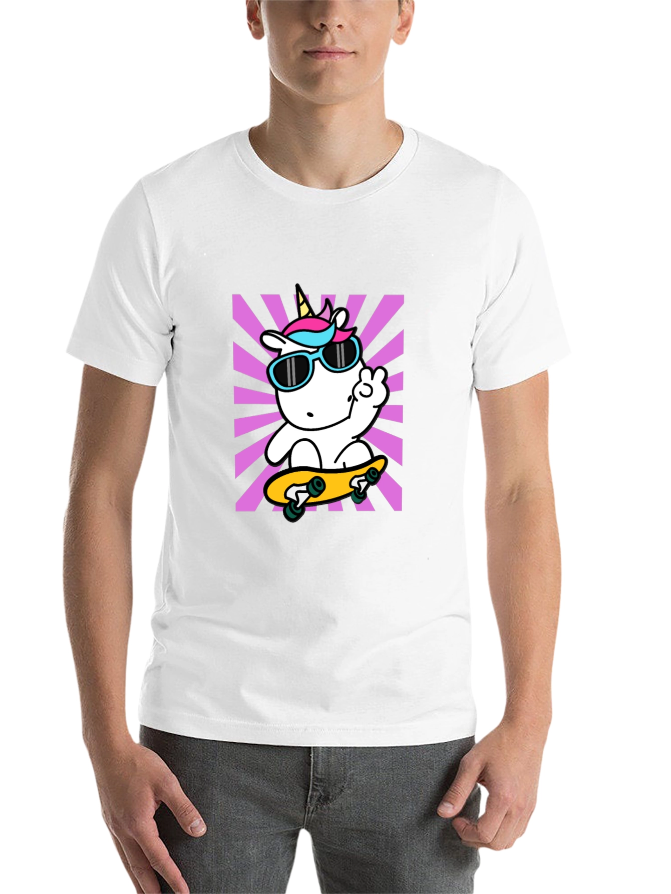 Black Cool Unicorn Skateboard T-Shirt view 14