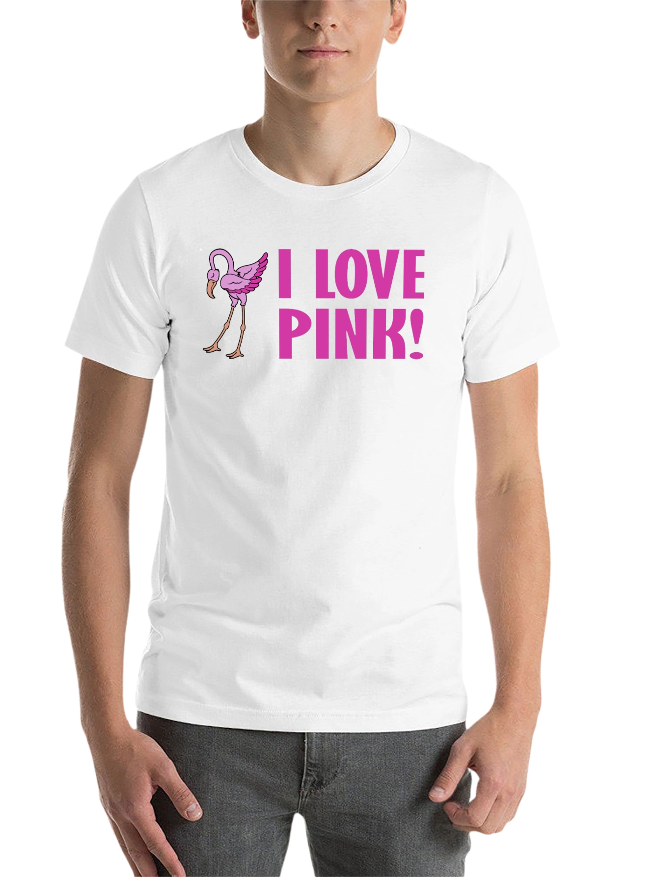 Black I Love Pink! Flamingo Graphic Tee view 14