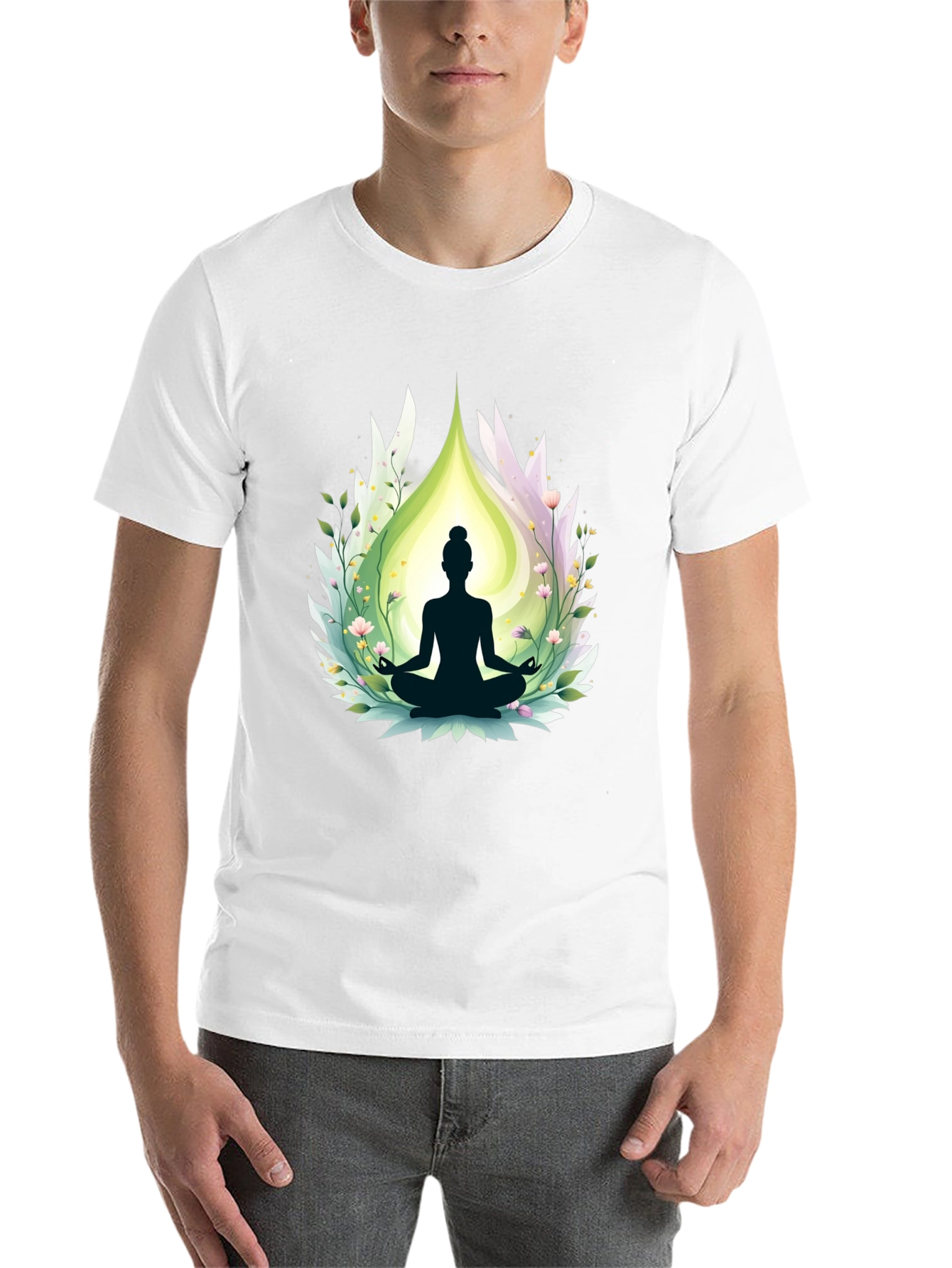 Black Meditative Bliss T-Shirt - Yoga Design view 14