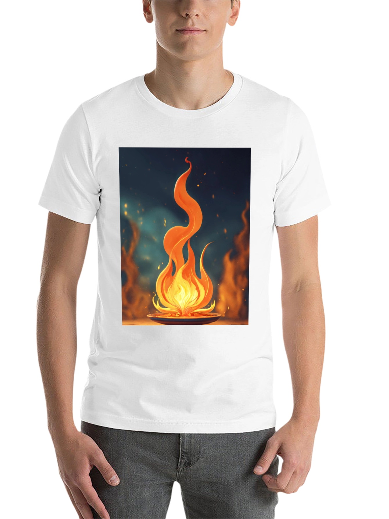 Black Fiery Flame Graphic Tee - Bold Statement Shirt view 14