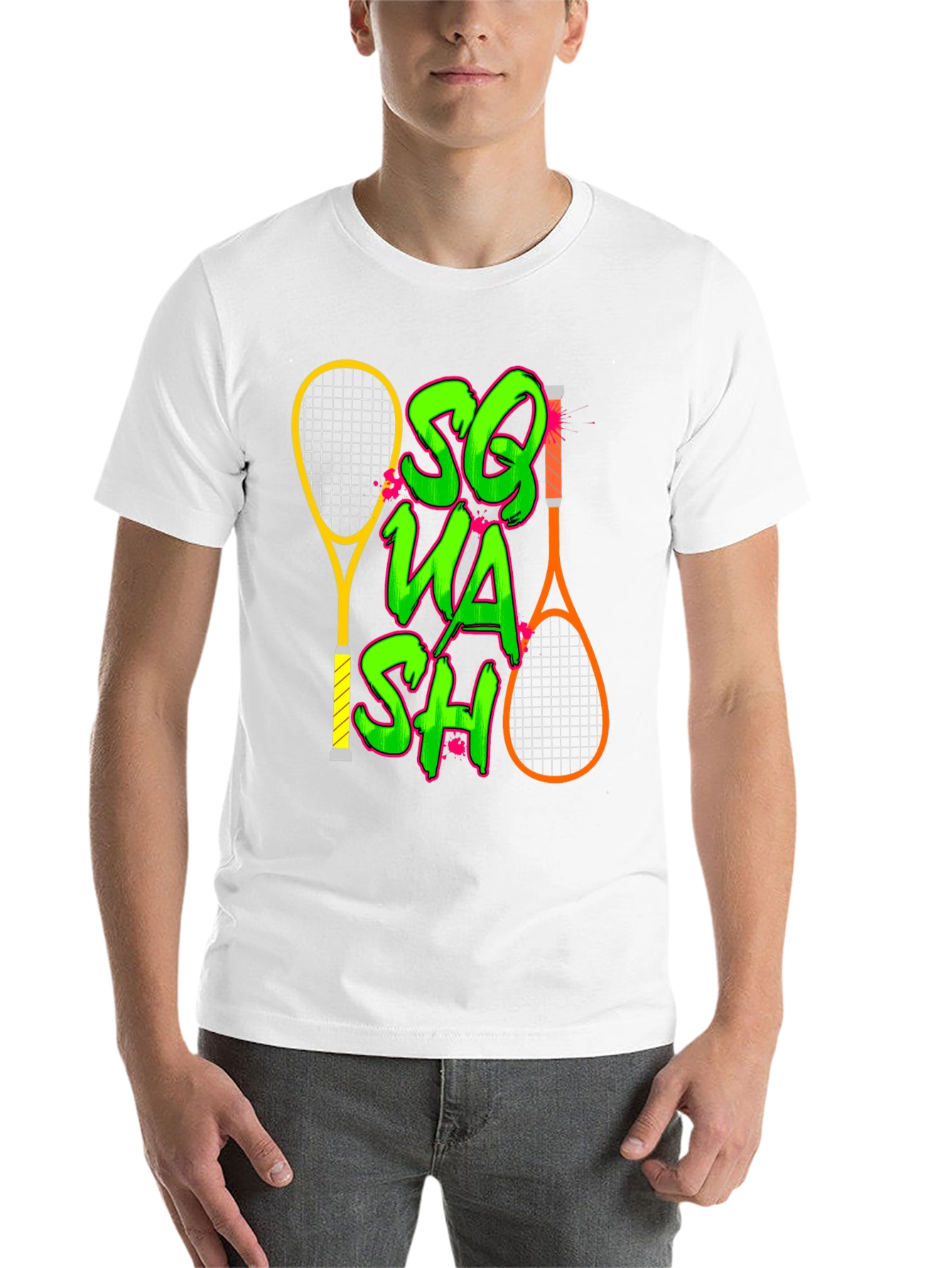 Black Squash Racket Graphic T-Shirt view 14