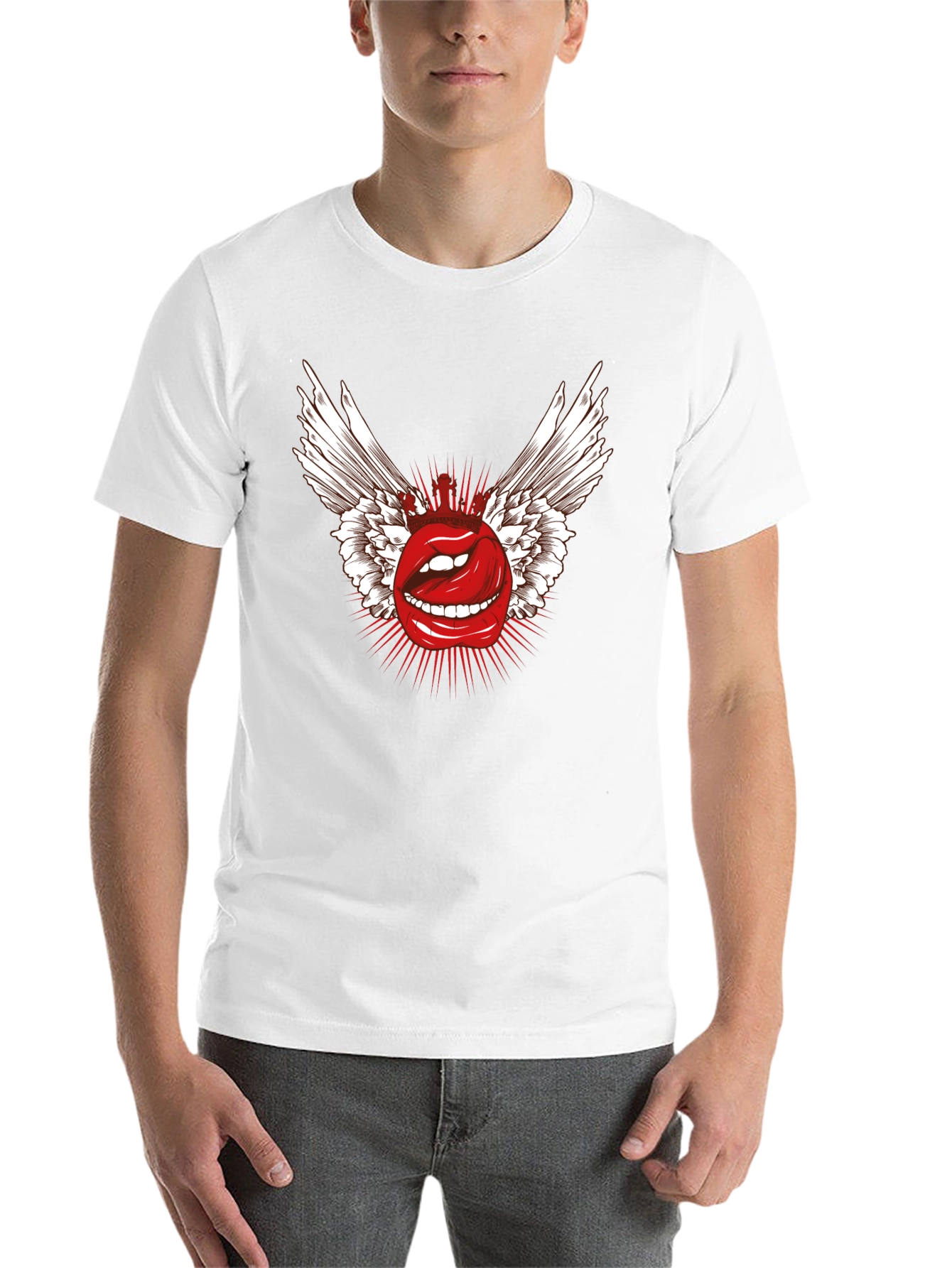 Black Winged Lips Graphic T-Shirt - Bold & Edgy view 14