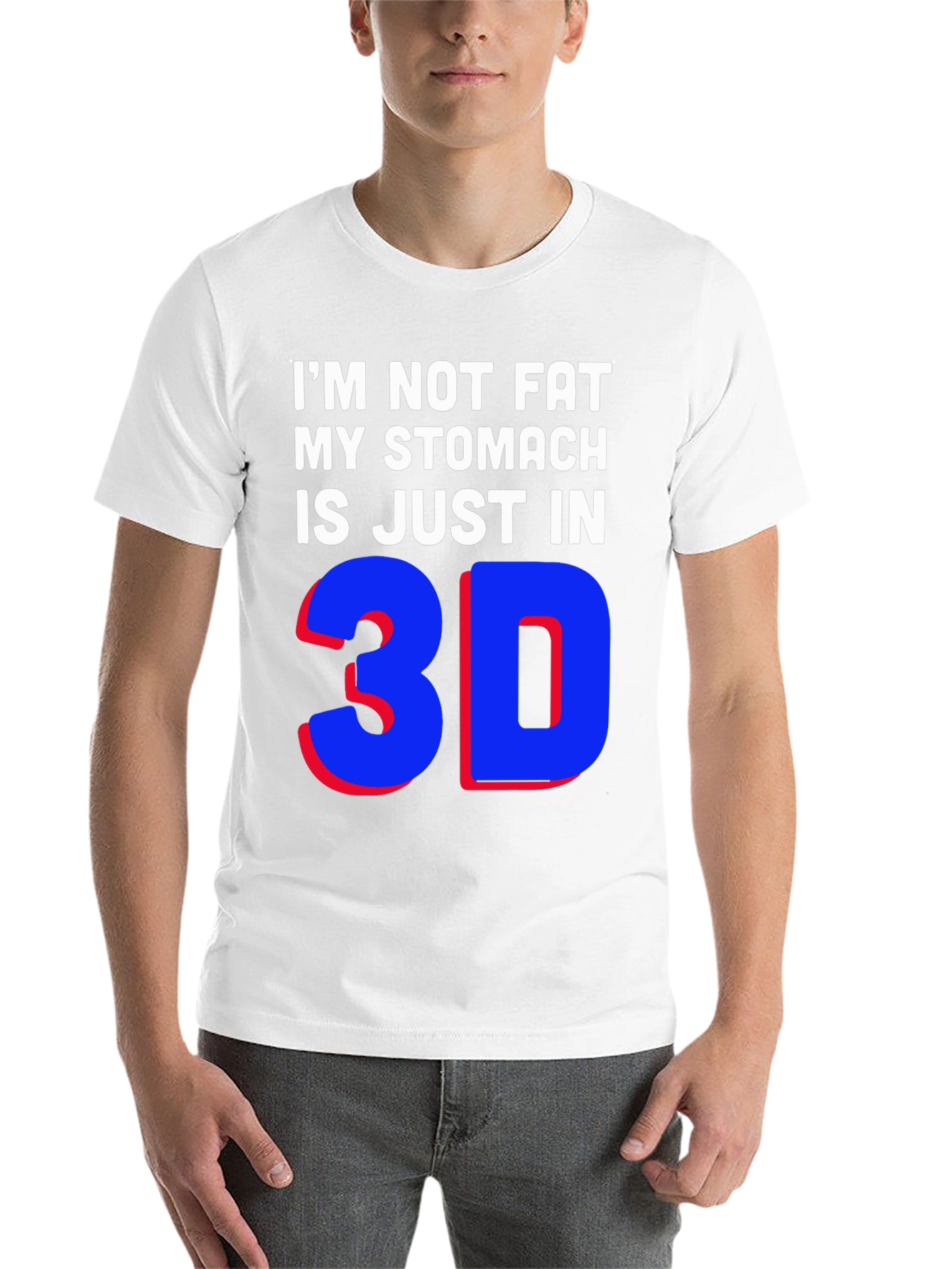 Black Funny 3D Stomach T-Shirt - Black Graphic Tee view 14