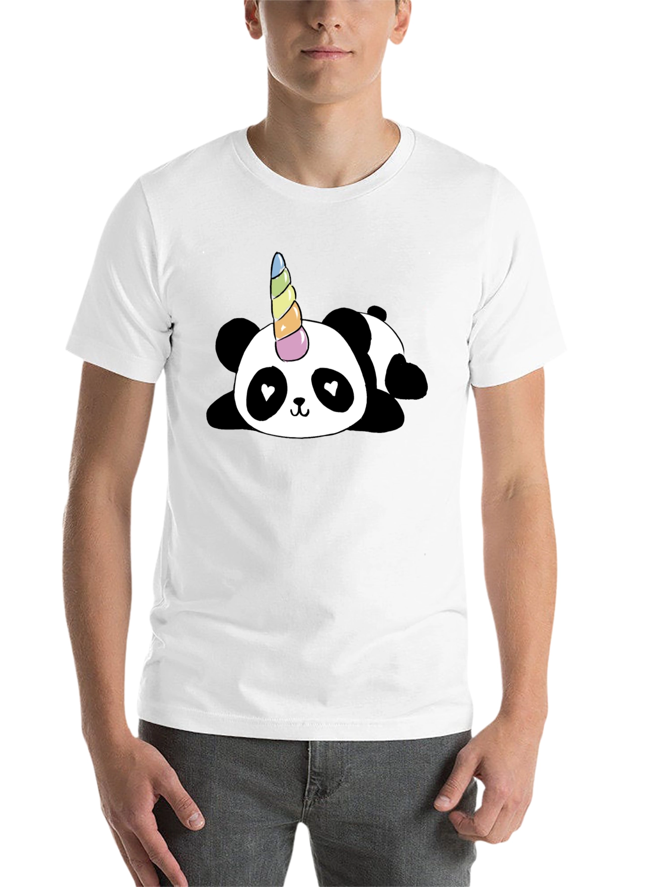 Black Cute Panda Unicorn Graphic T-Shirt - Black view 14