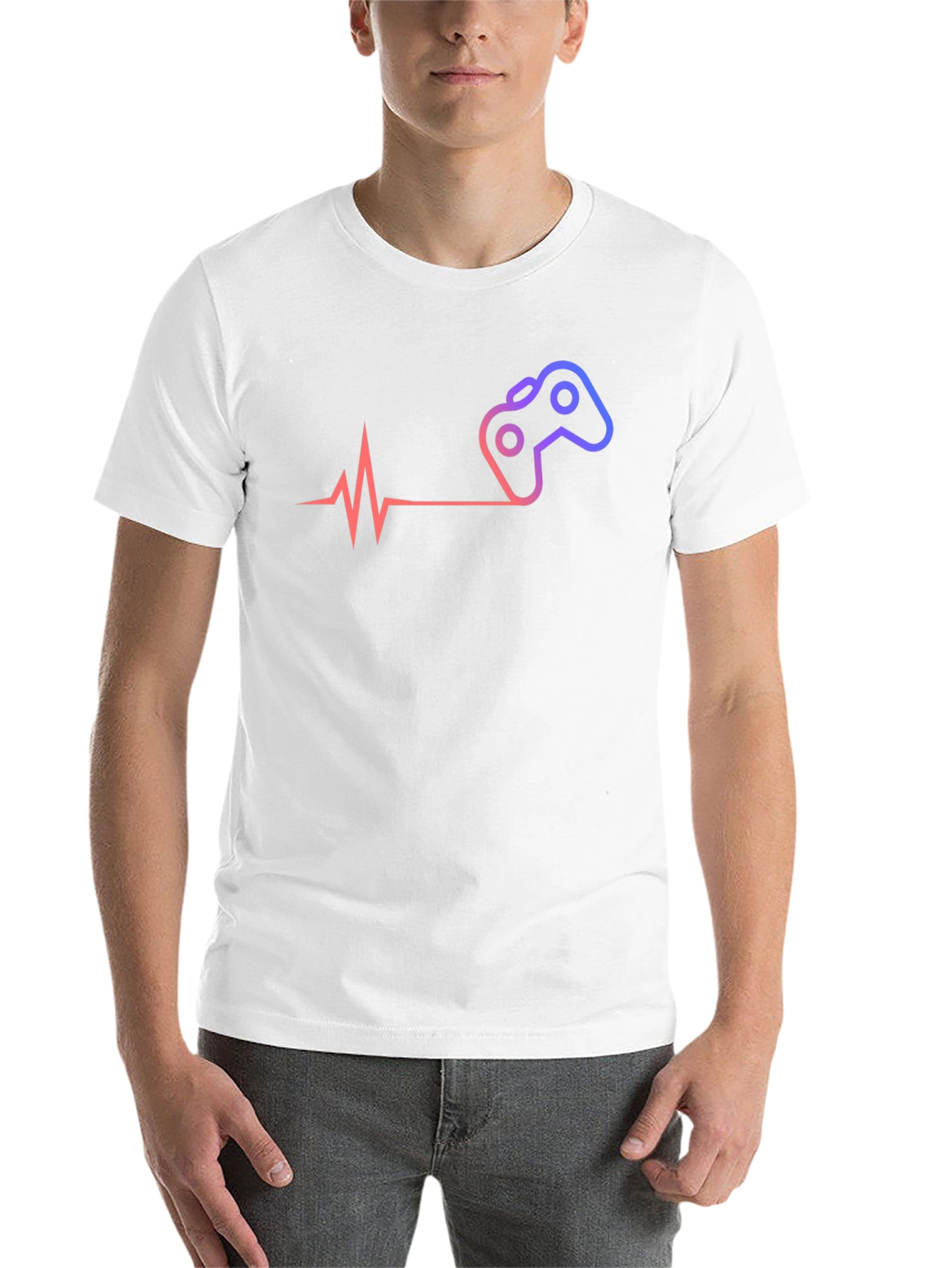 Black Gamer Heartbeat T-Shirt - Black Cotton Tee view 14