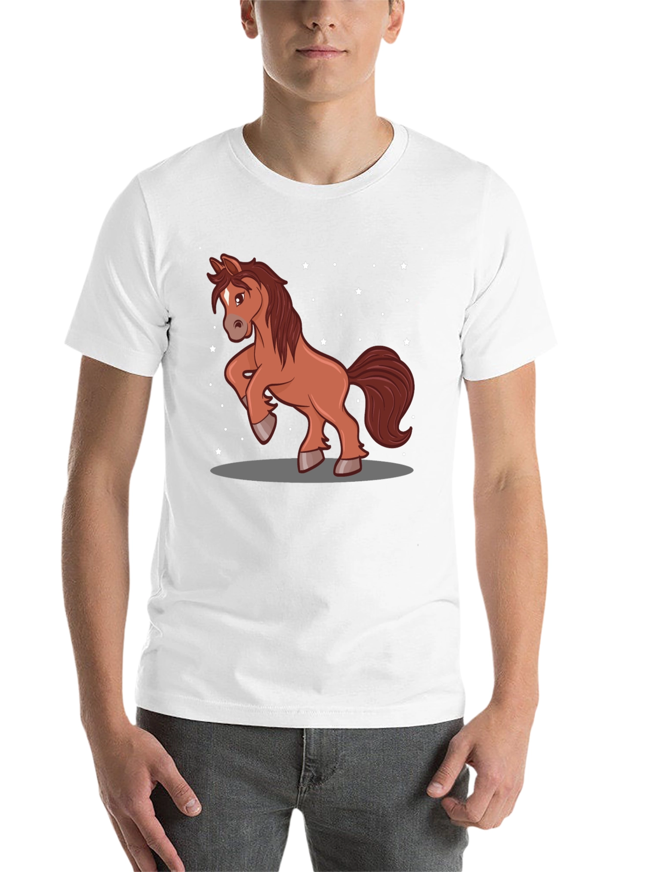 Black Cartoon Horse Graphic Tee - Black Cotton Blend view 14