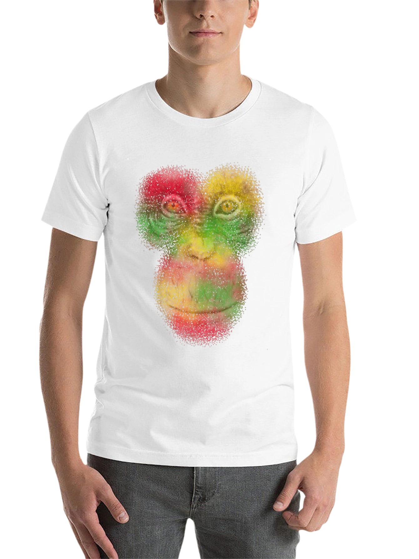 Black Rasta Monkey Face Graphic Tee - Black Cotton T-Shirt view 14