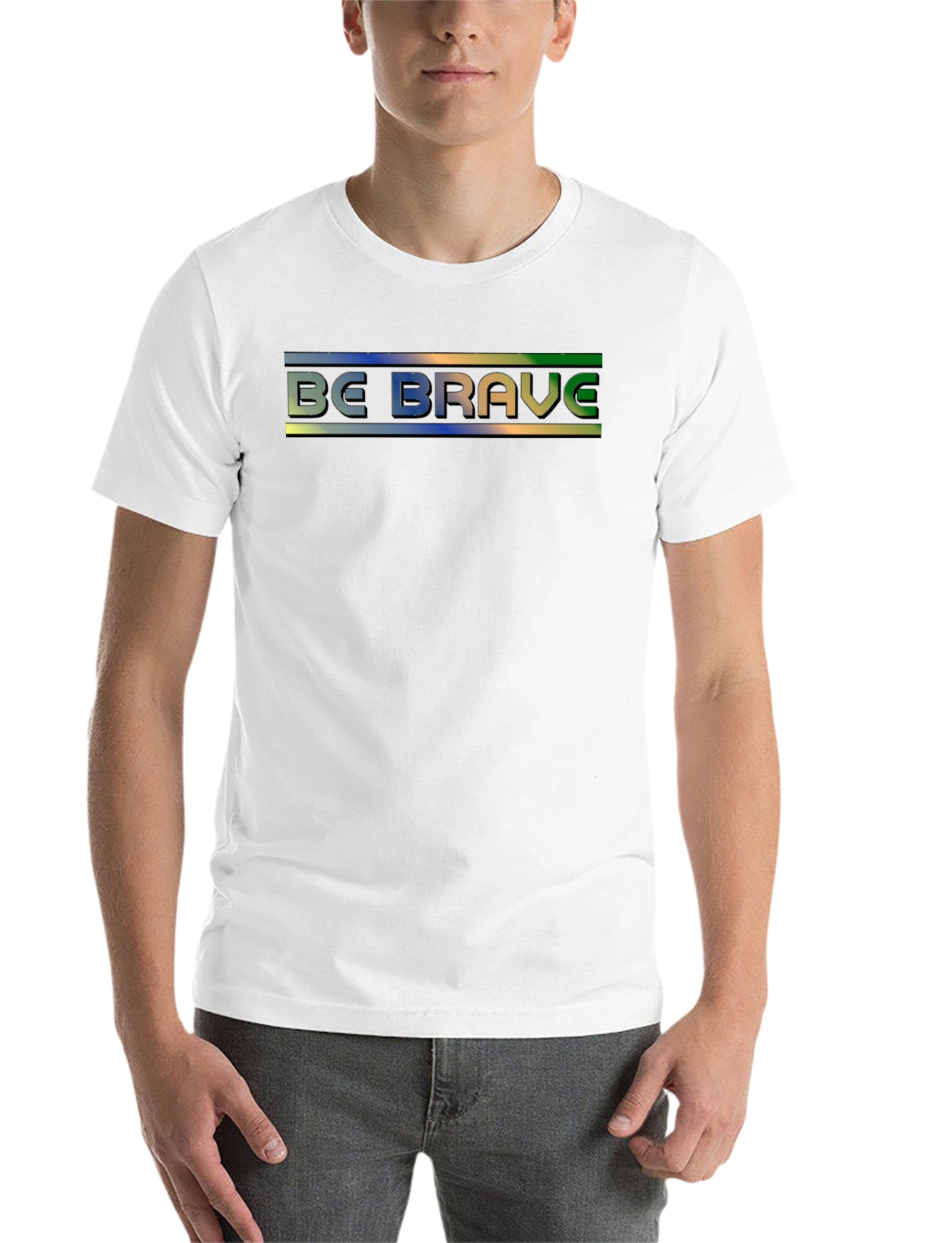 Black Be Brave T-Shirt - Gradient Text Design view 14