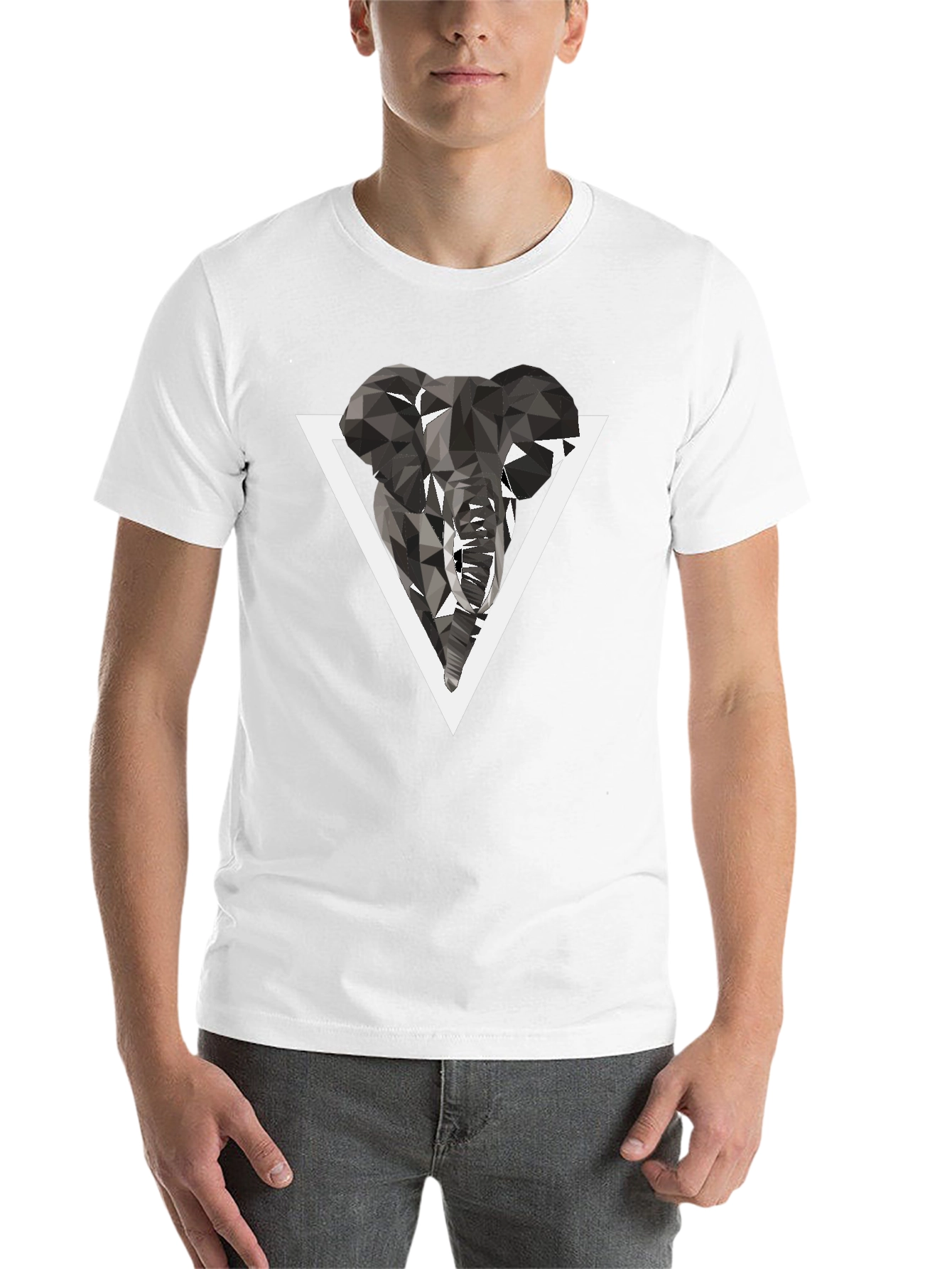 Black Geometric Elephant Graphic T-Shirt view 14