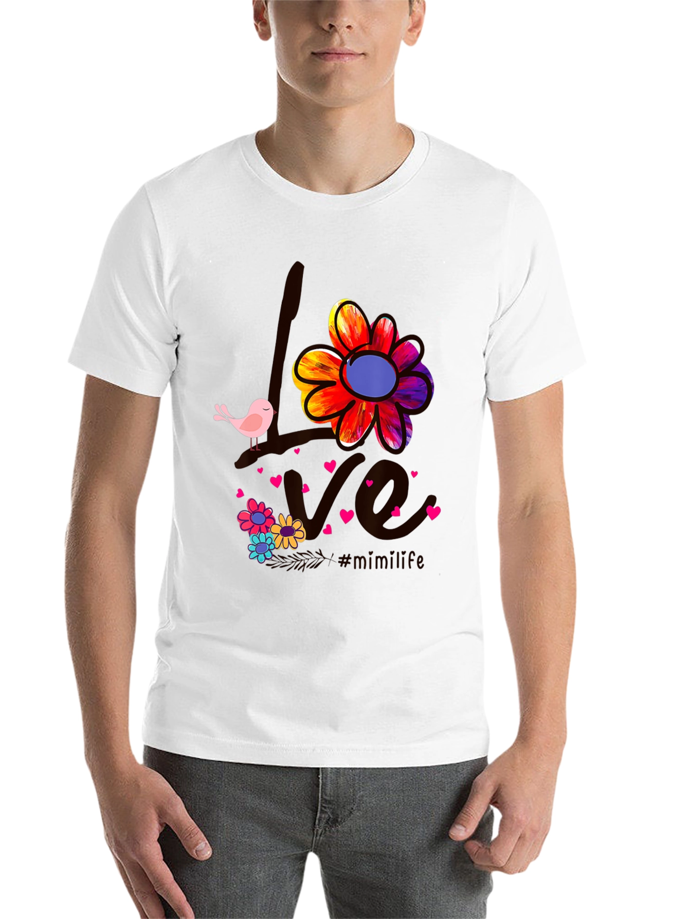 Black Love Bird Floral Graphic Tee view 14