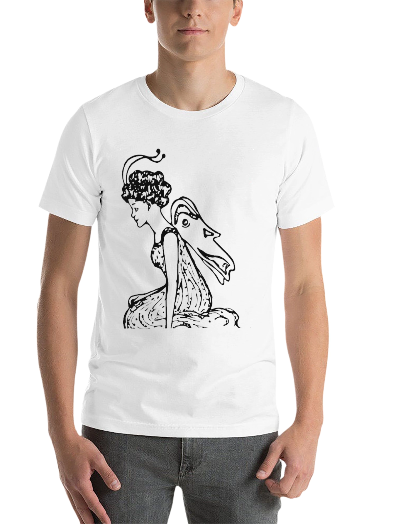 Black Elegant Black T-Shirt with Fairy Graphic view 14