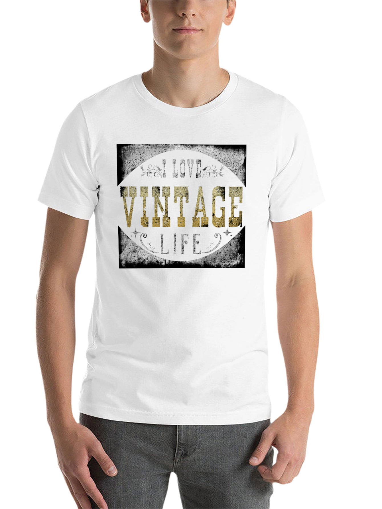 Black I Love Vintage Life Black T-Shirt view 14