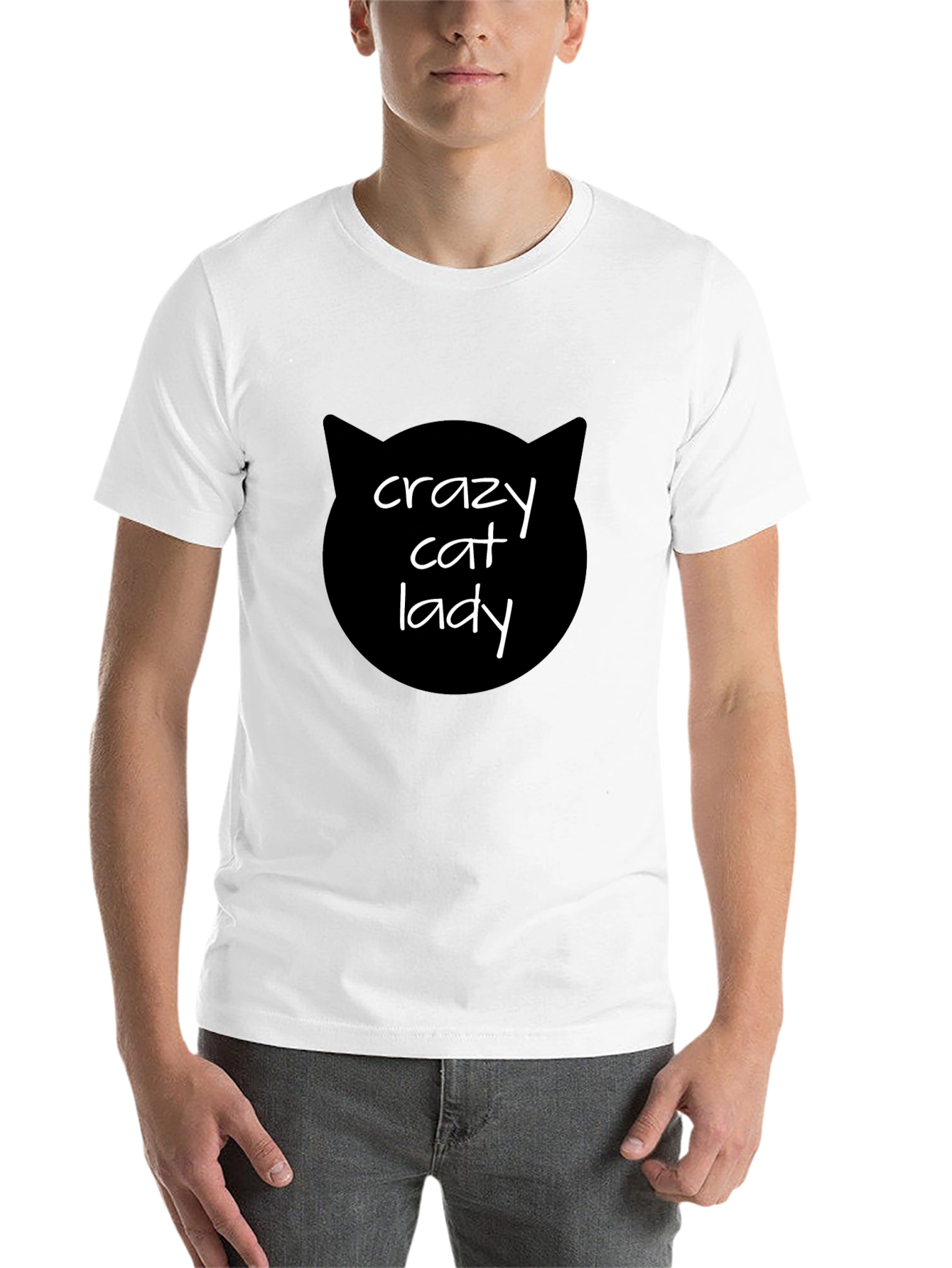 Black Crazy Cat Lady T-Shirt - Black Cat Silhouette Tee view 14