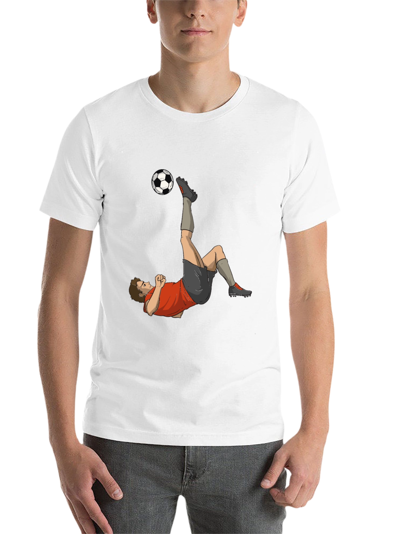 Black Soccer Player Kick Graphic Tee - Black Casual T-Shirt view 14