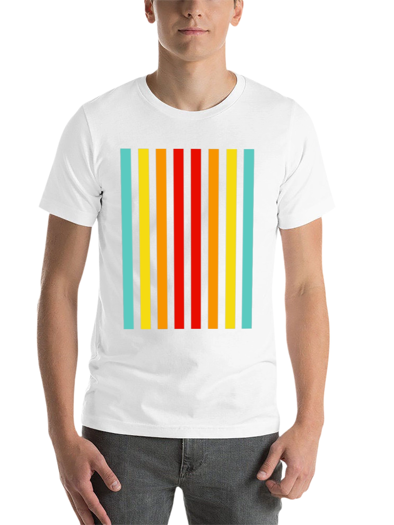 Black Retro Striped Tee - Black Casual T-Shirt view 14