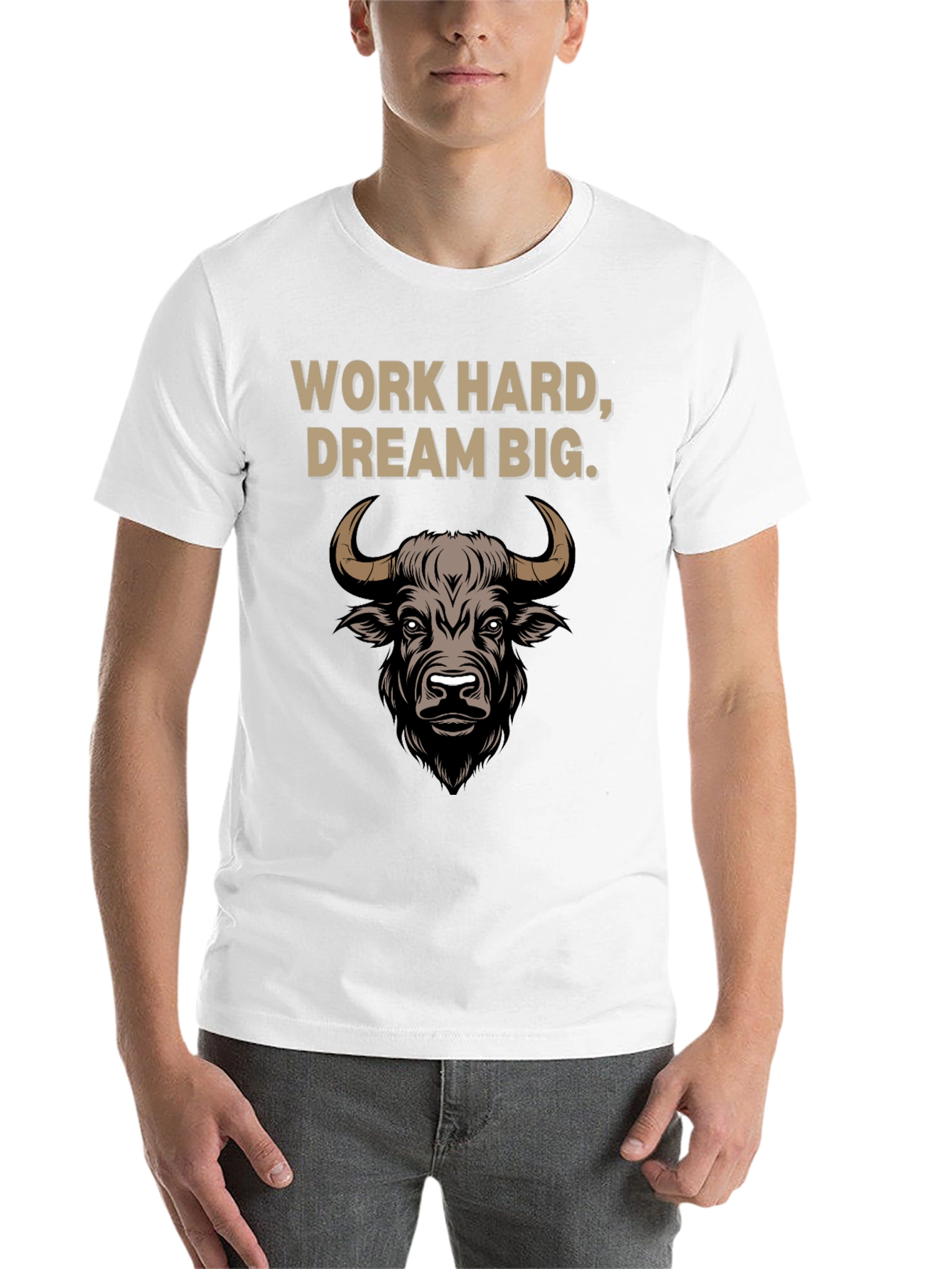 Black Work Hard Dream Big Bull Graphic Tee view 14