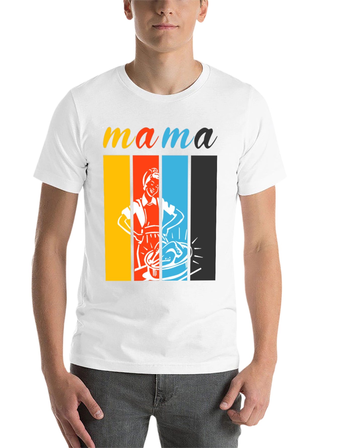 Black Retro Mama T-Shirt - Colorful Design view 14