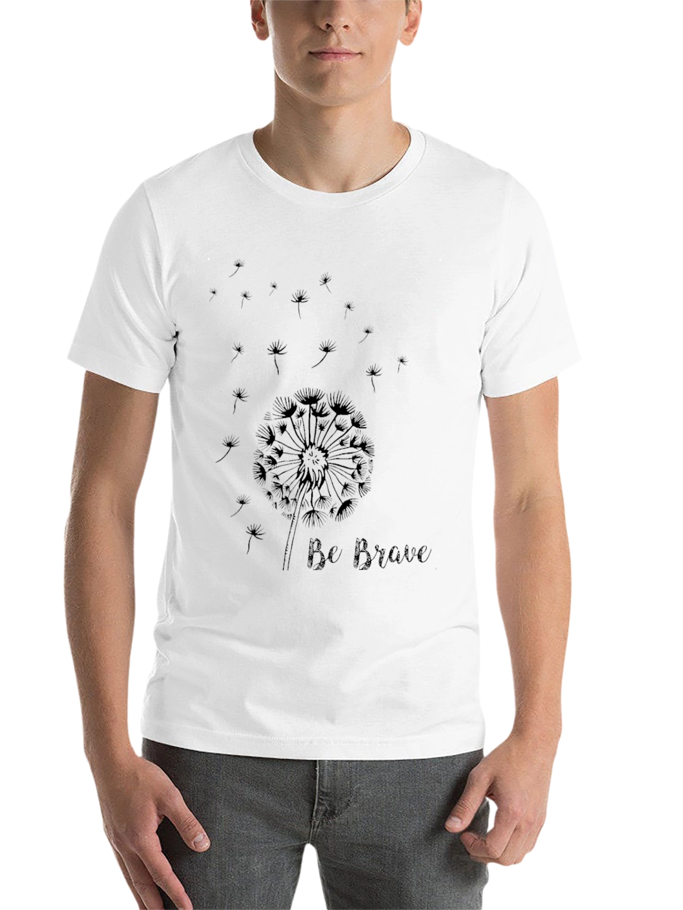 Black Be Brave Dandelion Graphic Tee - Black Cotton T-Shirt view 14