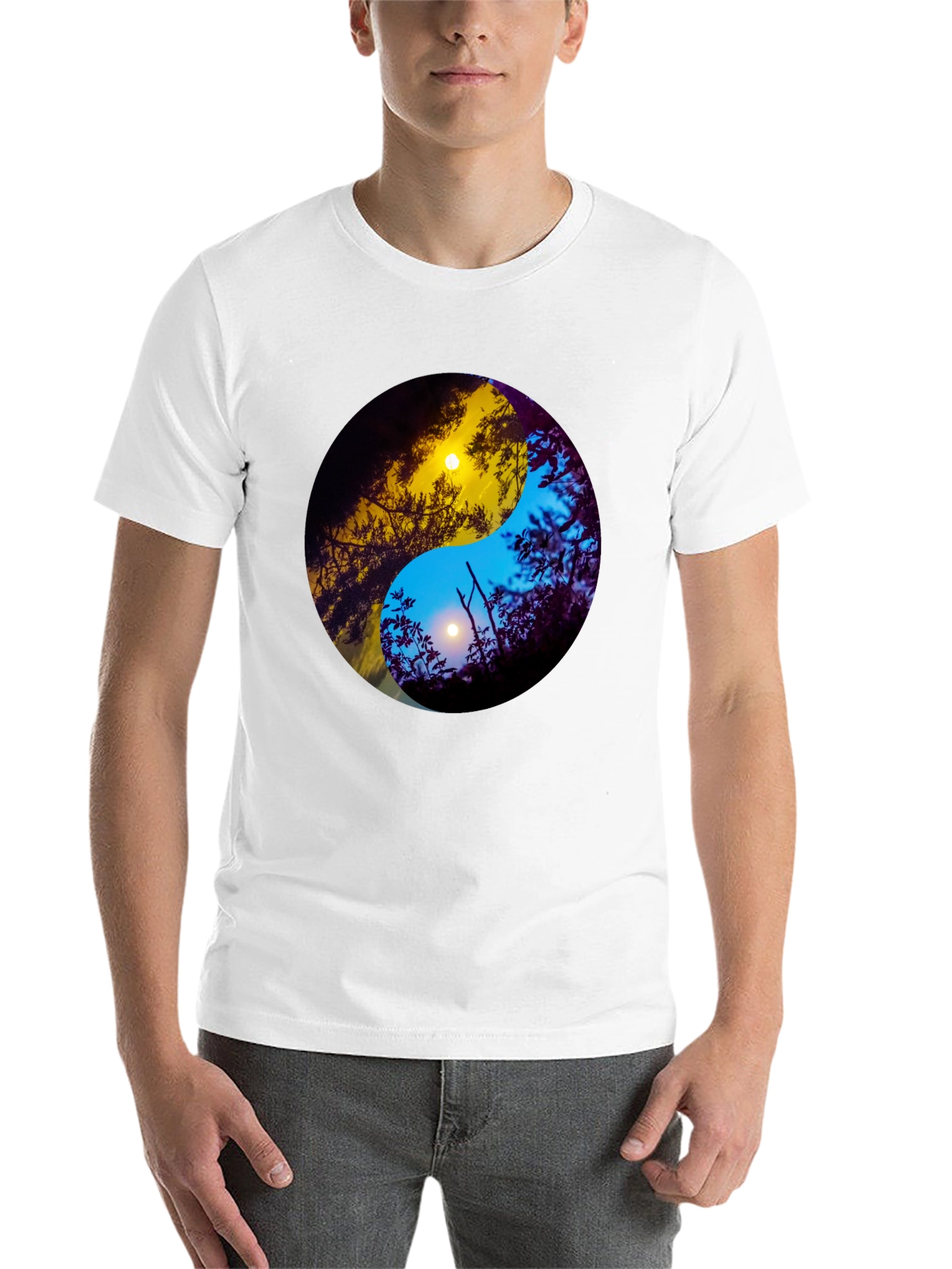 Black Yin Yang Sun & Moon Nature Graphic Tee view 14