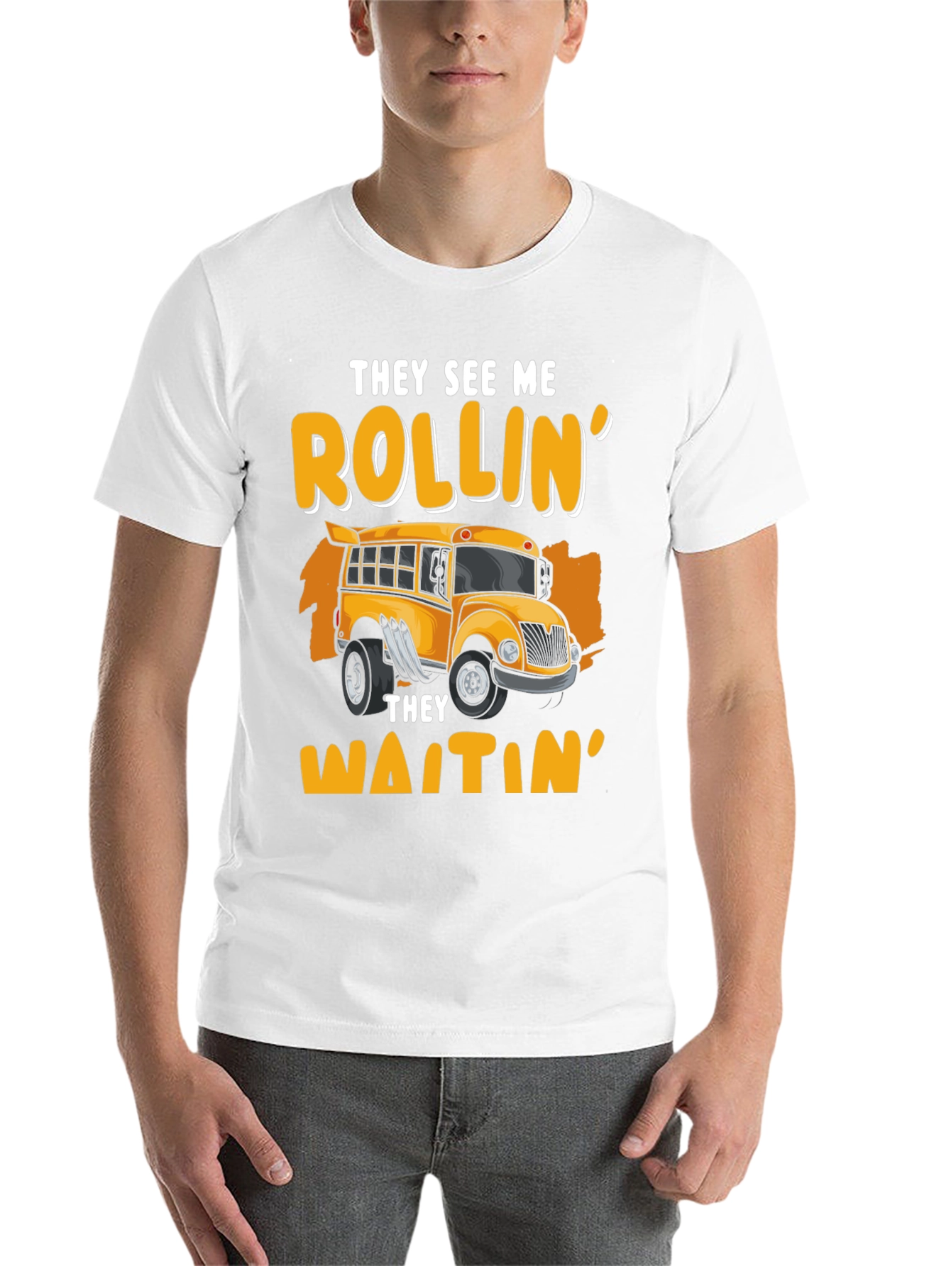 Black Rollin' School Bus T-Shirt - They See Me Waitin' view 14