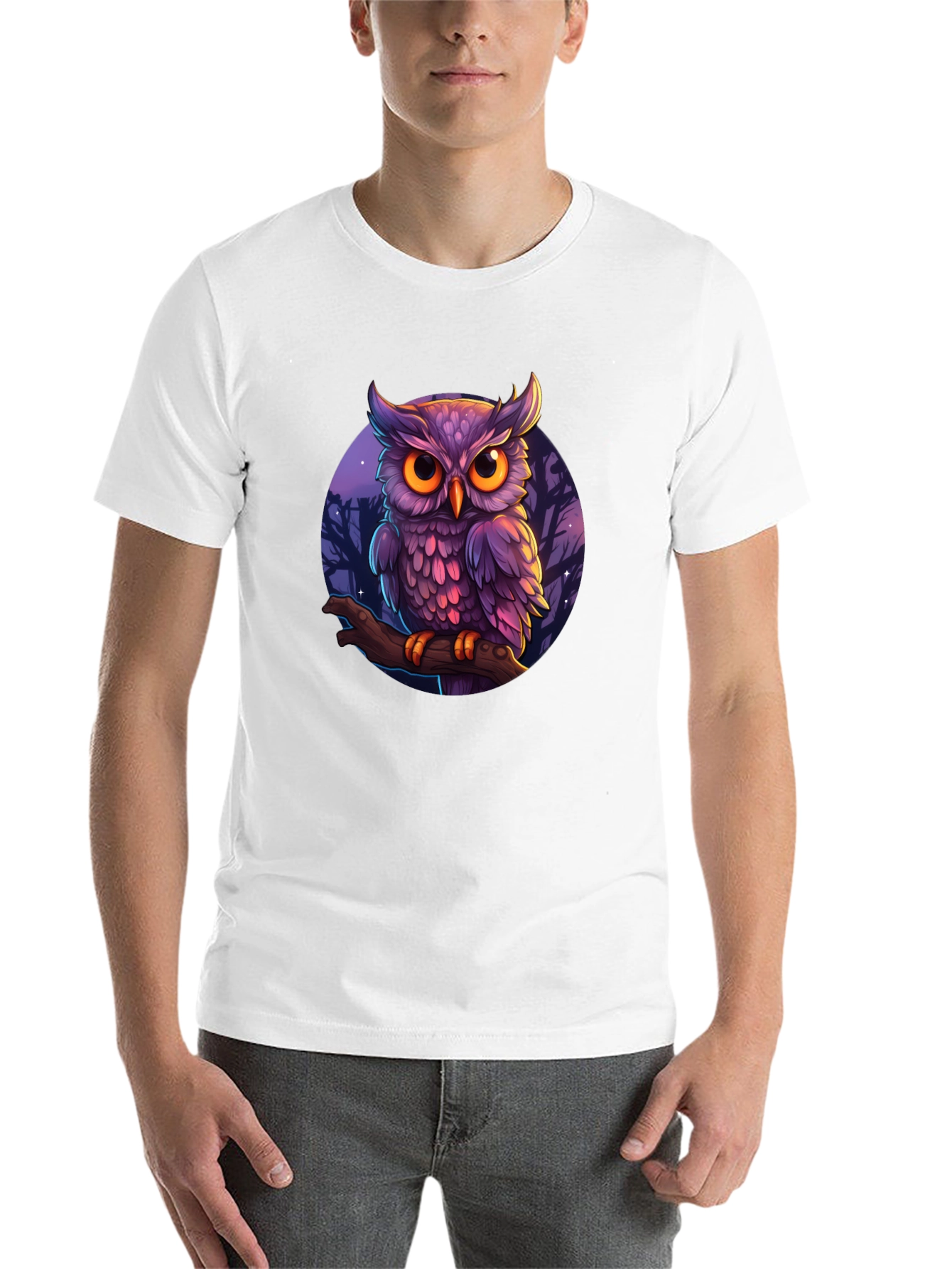 Black Mystic Owl Graphic Tee - Black Cotton T-Shirt view 14