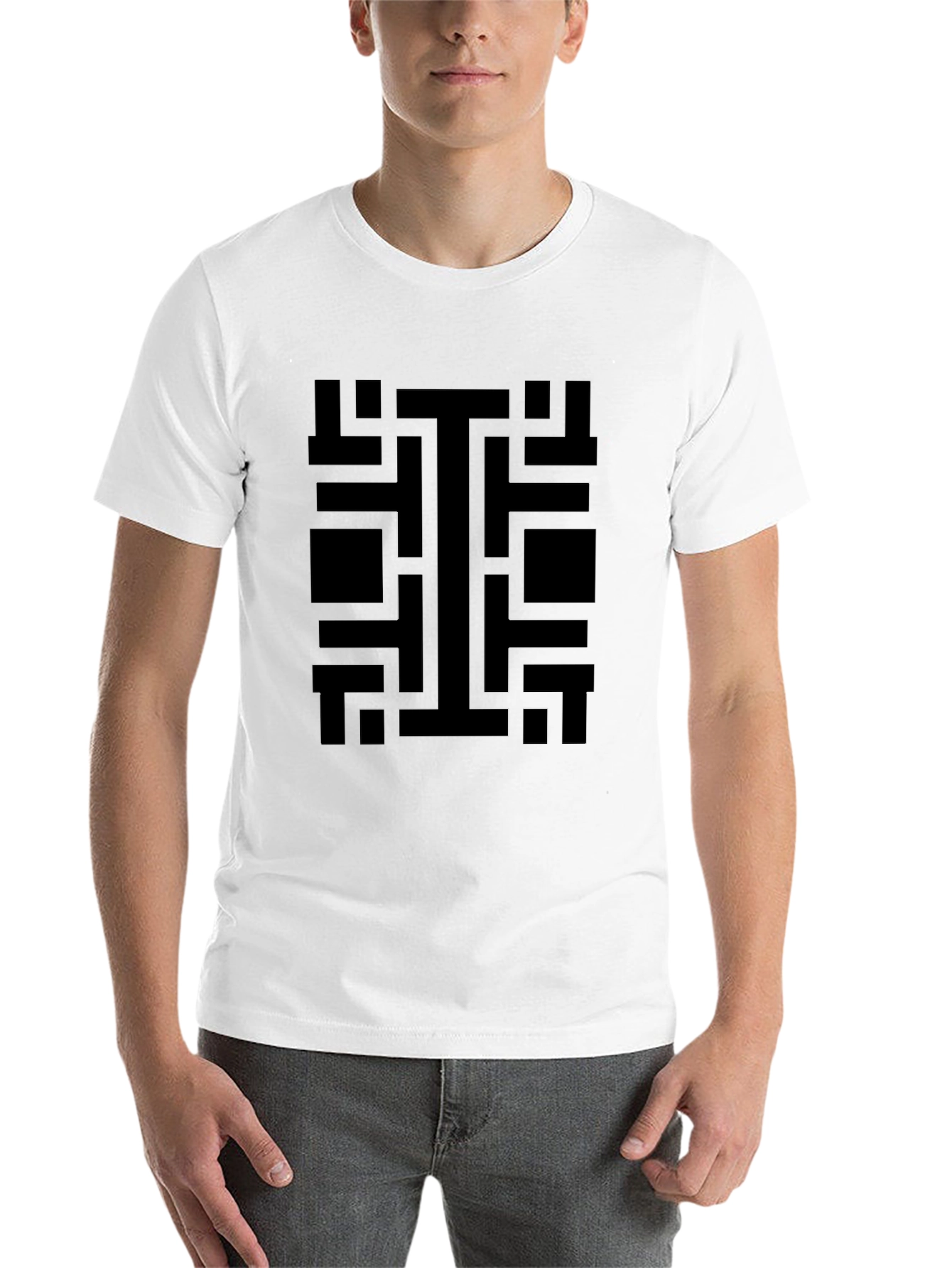 Black Geometric Pattern Black T-Shirt view 14