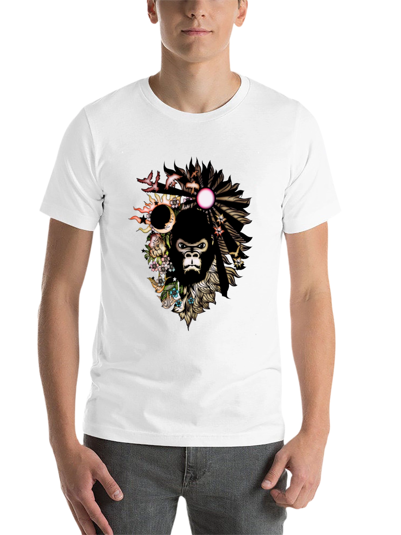 Black Gorilla Art T-Shirt - Unique Graphic Tee view 14