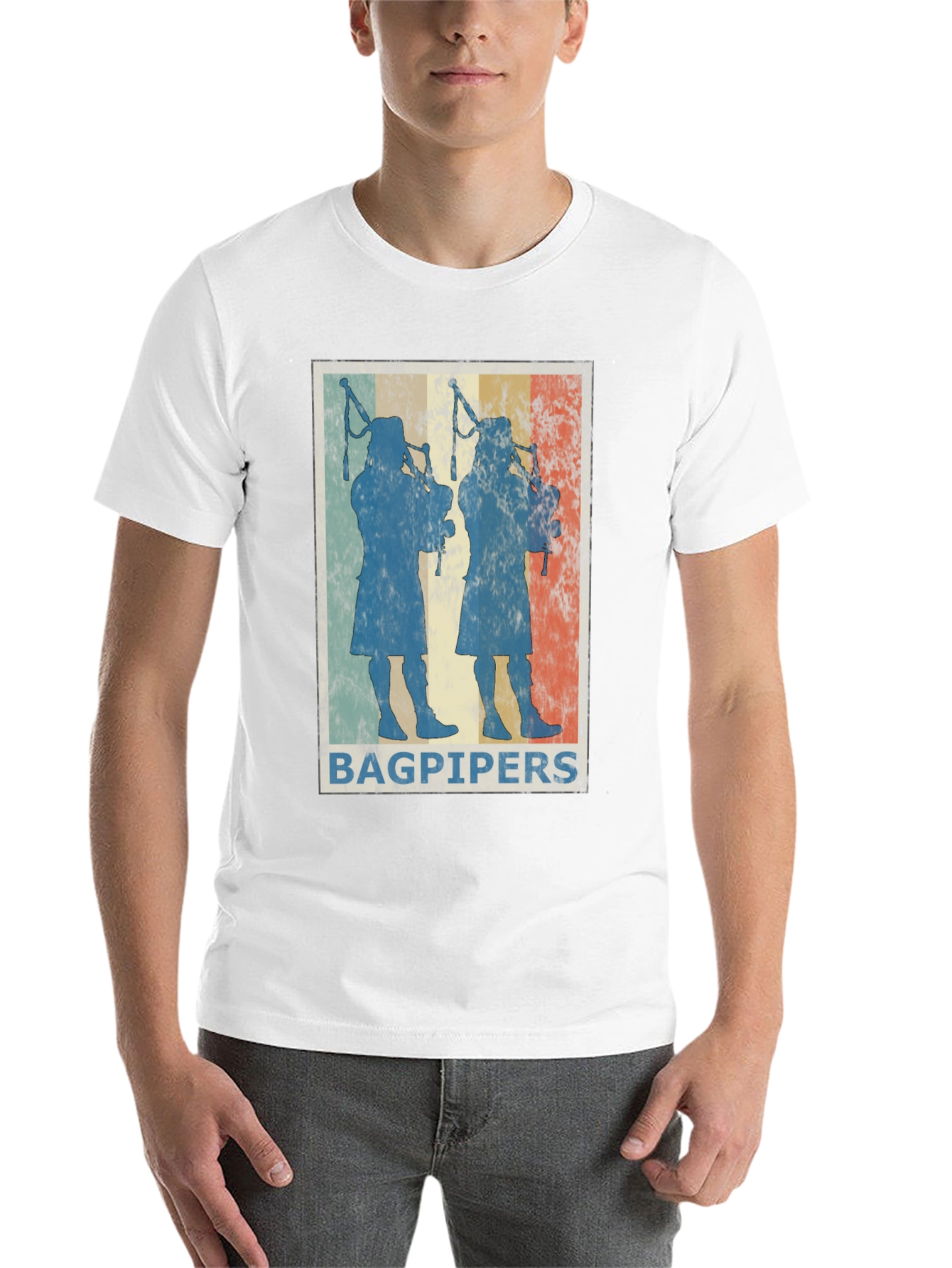 Vintage Bagpipers Graphic Tee - Black - 14