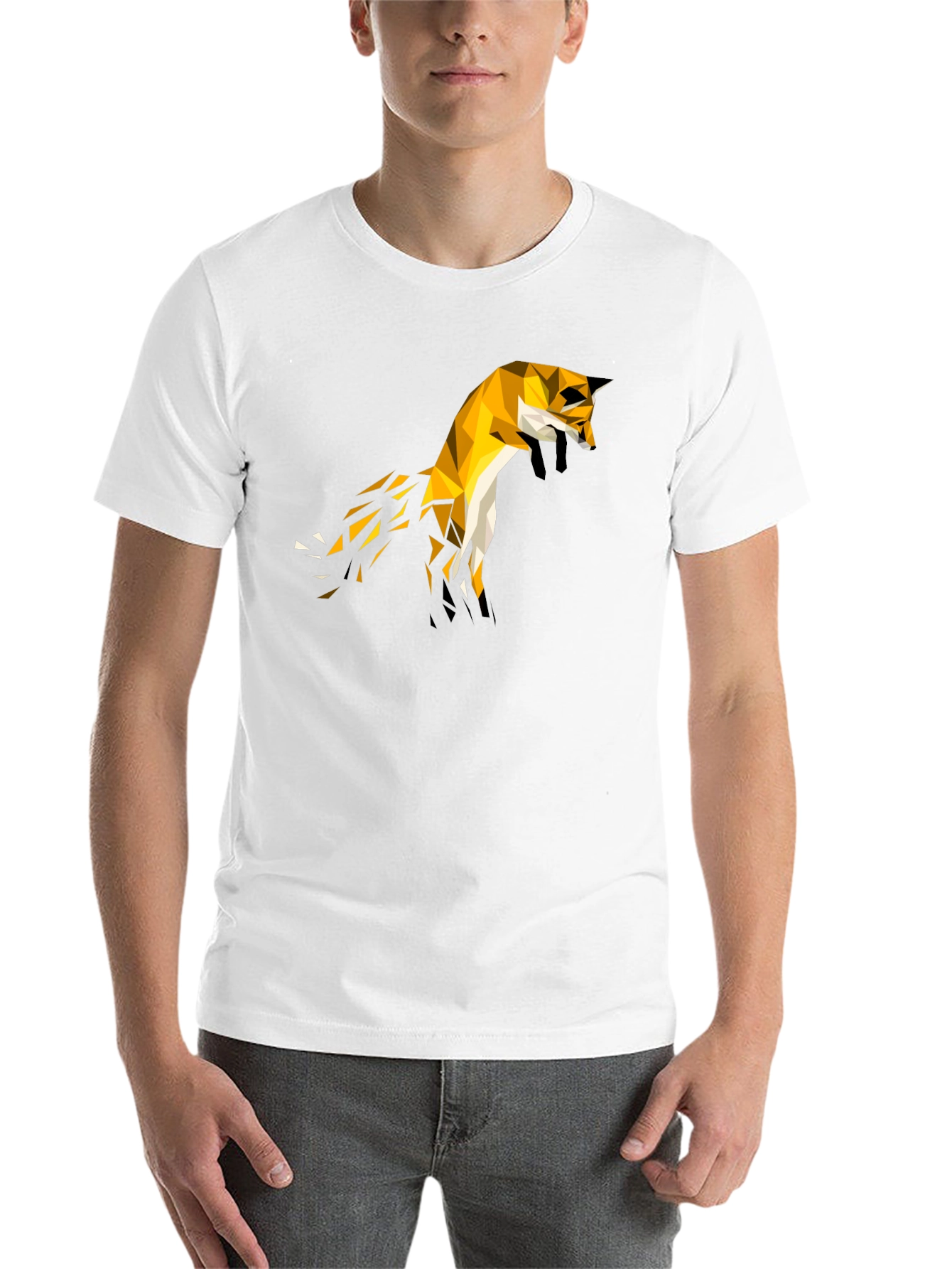 Black Geometric Fox Tee - Modern Graphic T-Shirt view 14