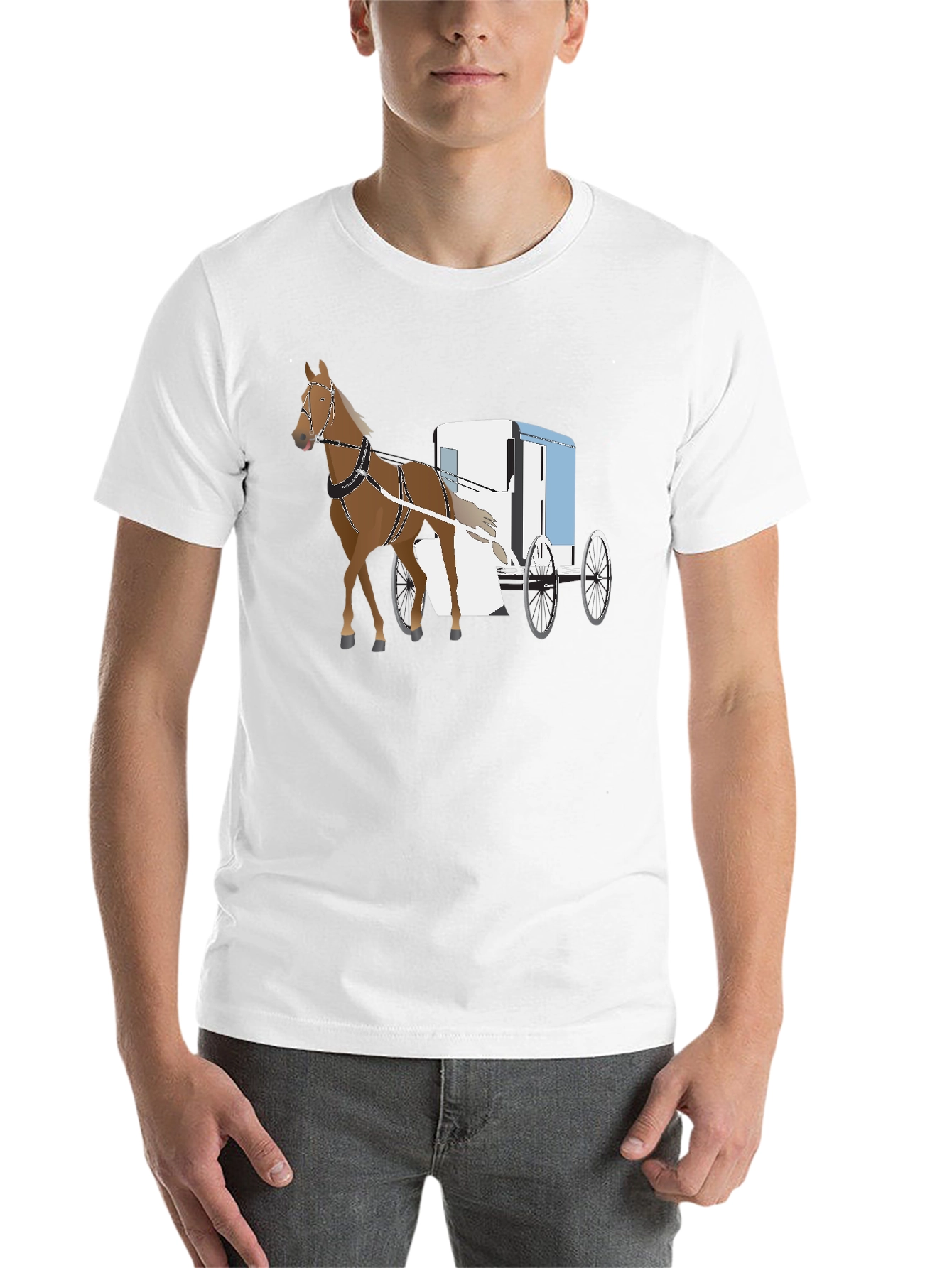 Black Horse & Buggy Graphic Tee - Classic Style view 14